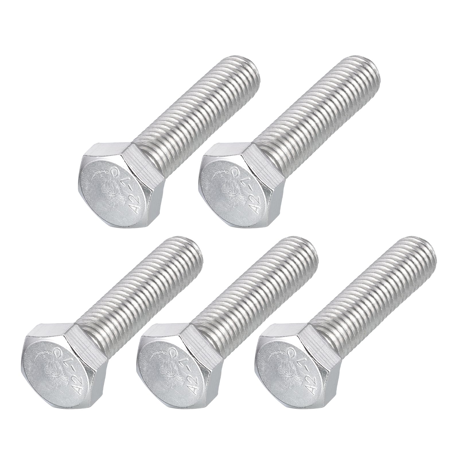 METALLIXITY Hex Bolts (M12-1.75x50mm) 5Pcs, 304 Stainless Steel Coarse Fully Threaded Hex Head Screw Bolt Machine Screws