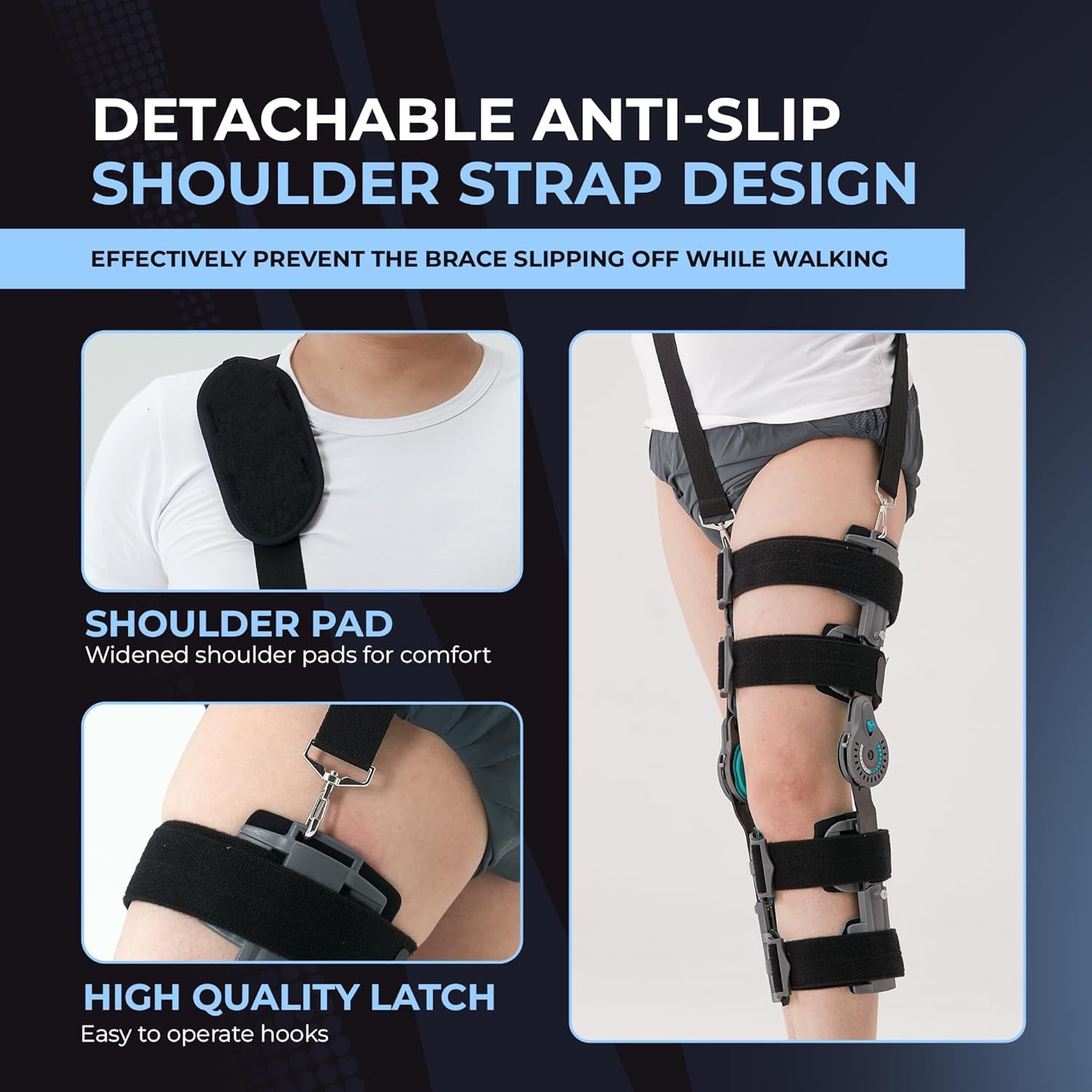 Rodillera con bisagras Ajustables, inmovilizador de Rodilla ROM, órtesis para piernas, órtesis rotuliana ortopédica para recuperación posoperatoria,Right Side