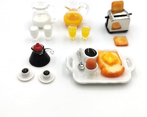 Accesorios de decoración de casa de muñecas, 1:12, modelo de escena en miniatura, jugo de leche, café, máquina de pan