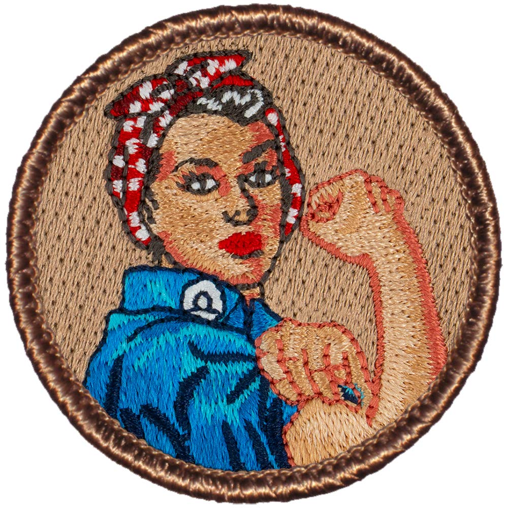 Rosie The Riveter Patrol Patch - 2" Diameter Round Embroidered Patch (Hook-Fastener)