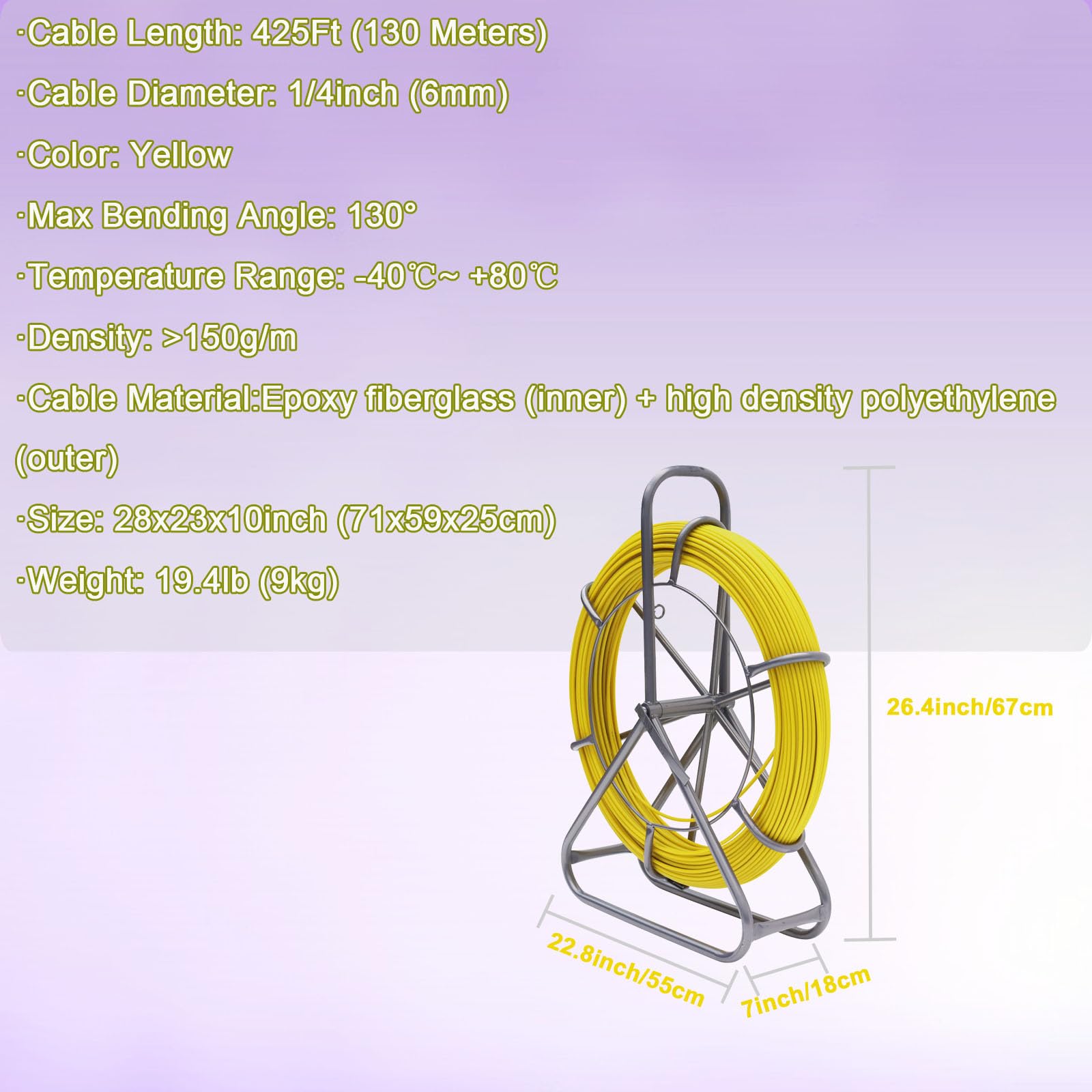 INTBUYING Nastro per pesci Cavo in Fibra di Vetro Cavo per Asta di Corsa Canale Cablaggio 6 mm