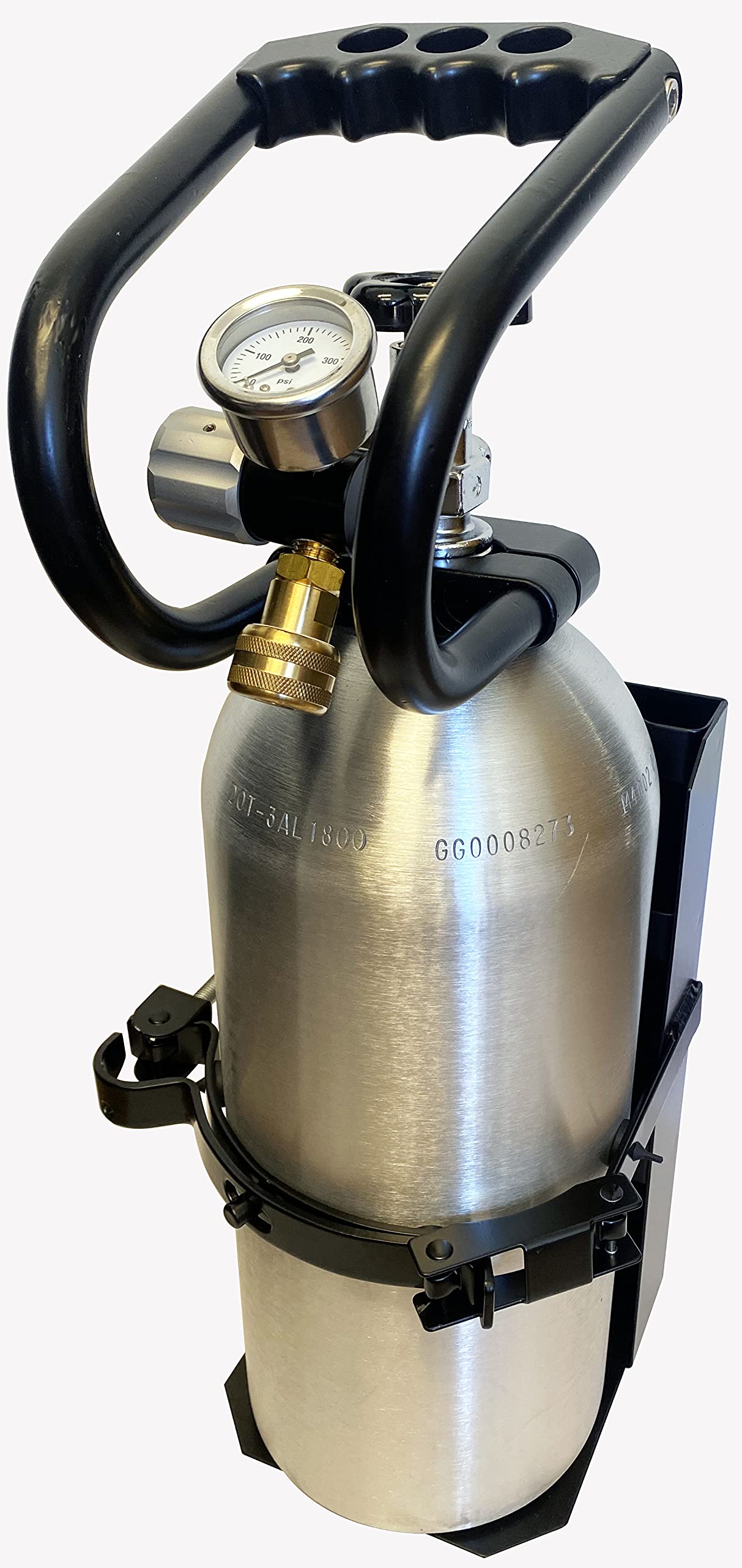 10 lb Co2 Carbon Dioxide Cylinder, High Flow 250 PSI Co2 Regulator, Protective Handle, Vehicle Cylinder Mount Bracket, Inflating Off Road Tire System