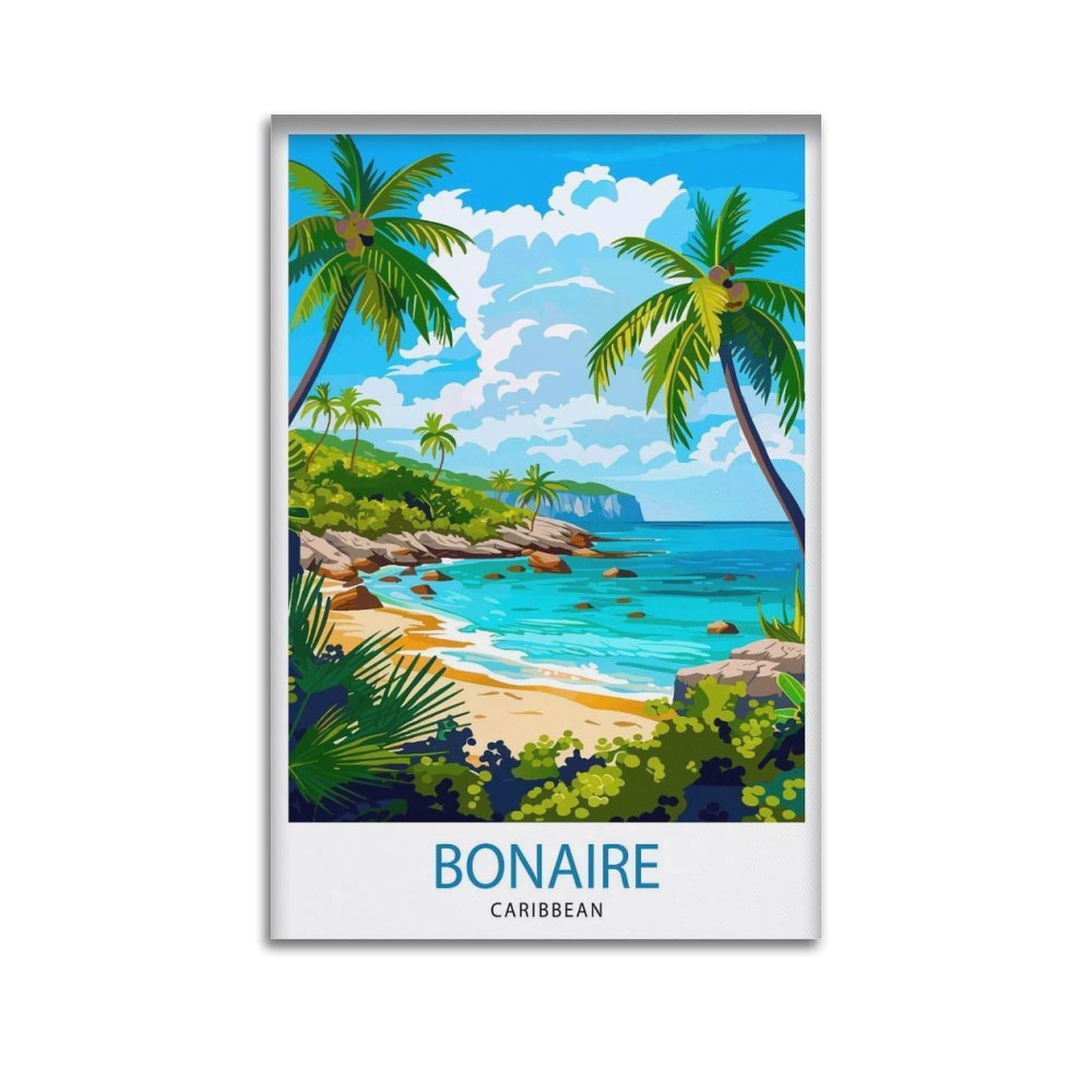xiaoxiaoshen Bonaire Caribbean Travel Lover Canvas Poster Wall Art Prints Room Aesthetic Murals Bedroom And Living Decorations 12x18inch(30x45cm)