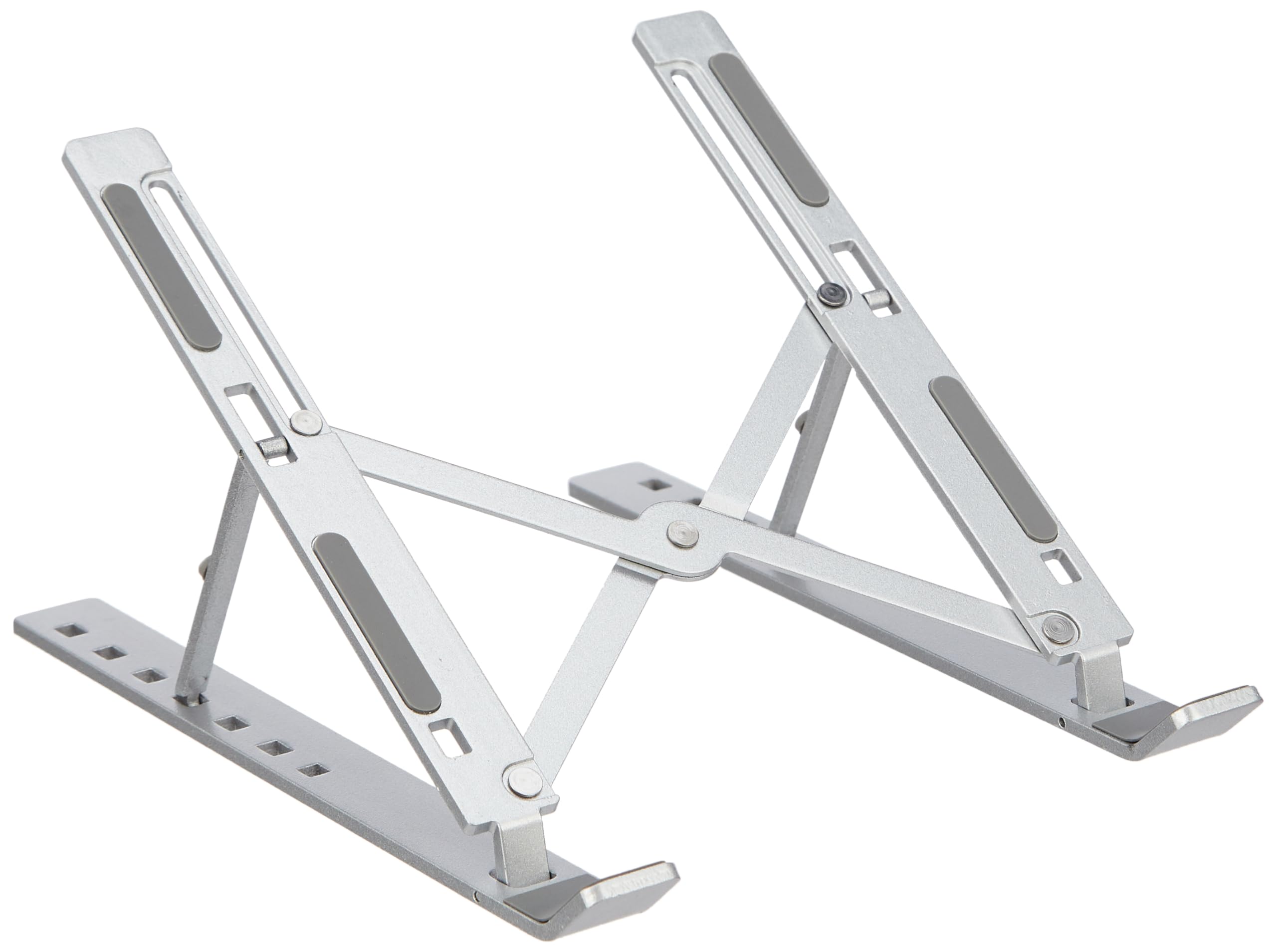 amazon basics Tabletop Laptop Stand, Ergonomic Adjustable & Ventilated Metal Riser Holder for Desk Fits Upto 15.6 Inch Laptops (Silver)