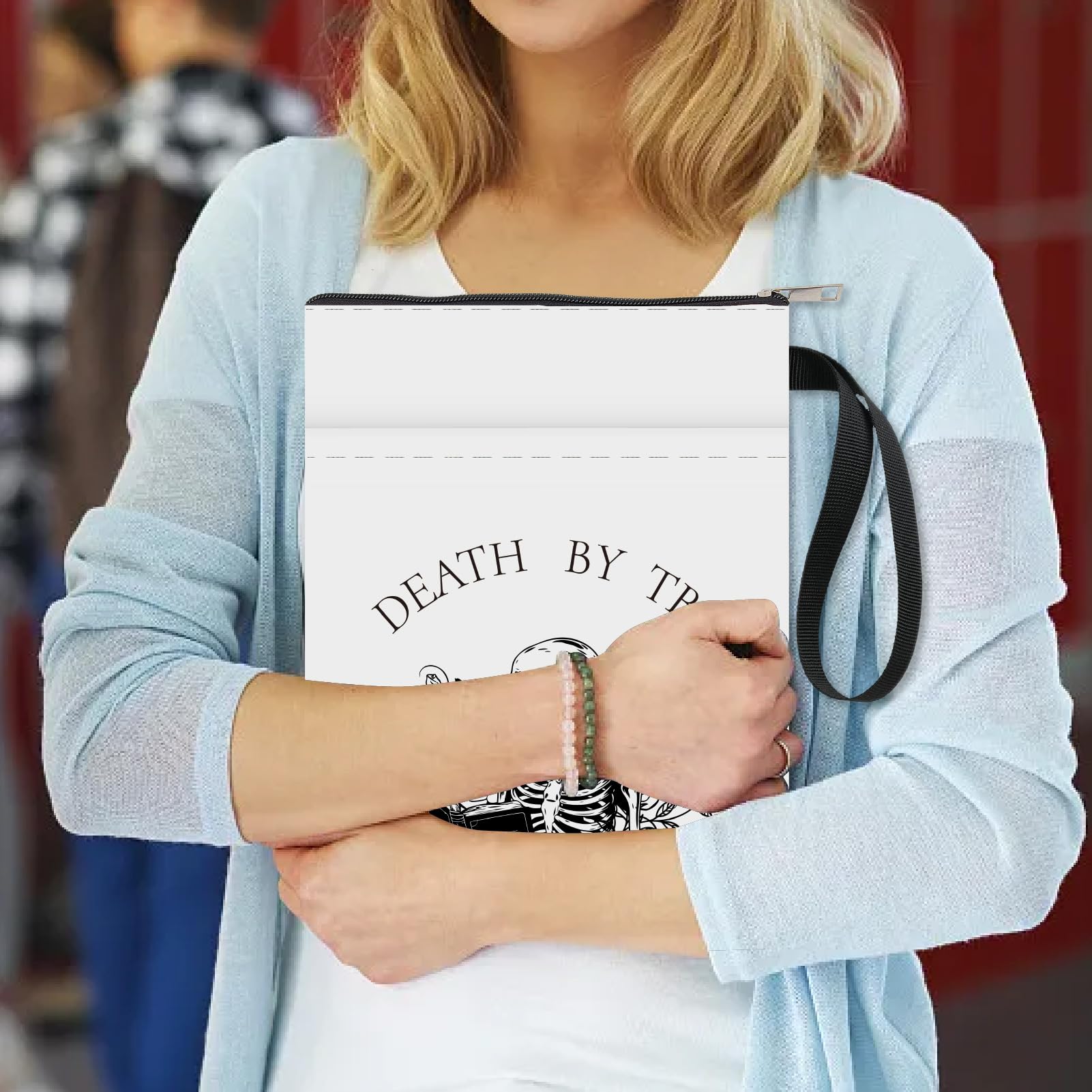 Craspire Buchhülle Totenkopf Rosen - Waschbare Stoffhülle Mit Reißverschluss