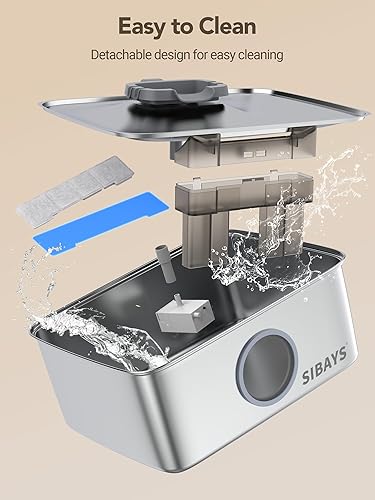 Miniatura 8 de SIBAYS Fuente de agua para perros de 4 galones15L, fuente de agua para mascotas de gran capacidad de acero inoxidable con luz LED de nivel de agua,