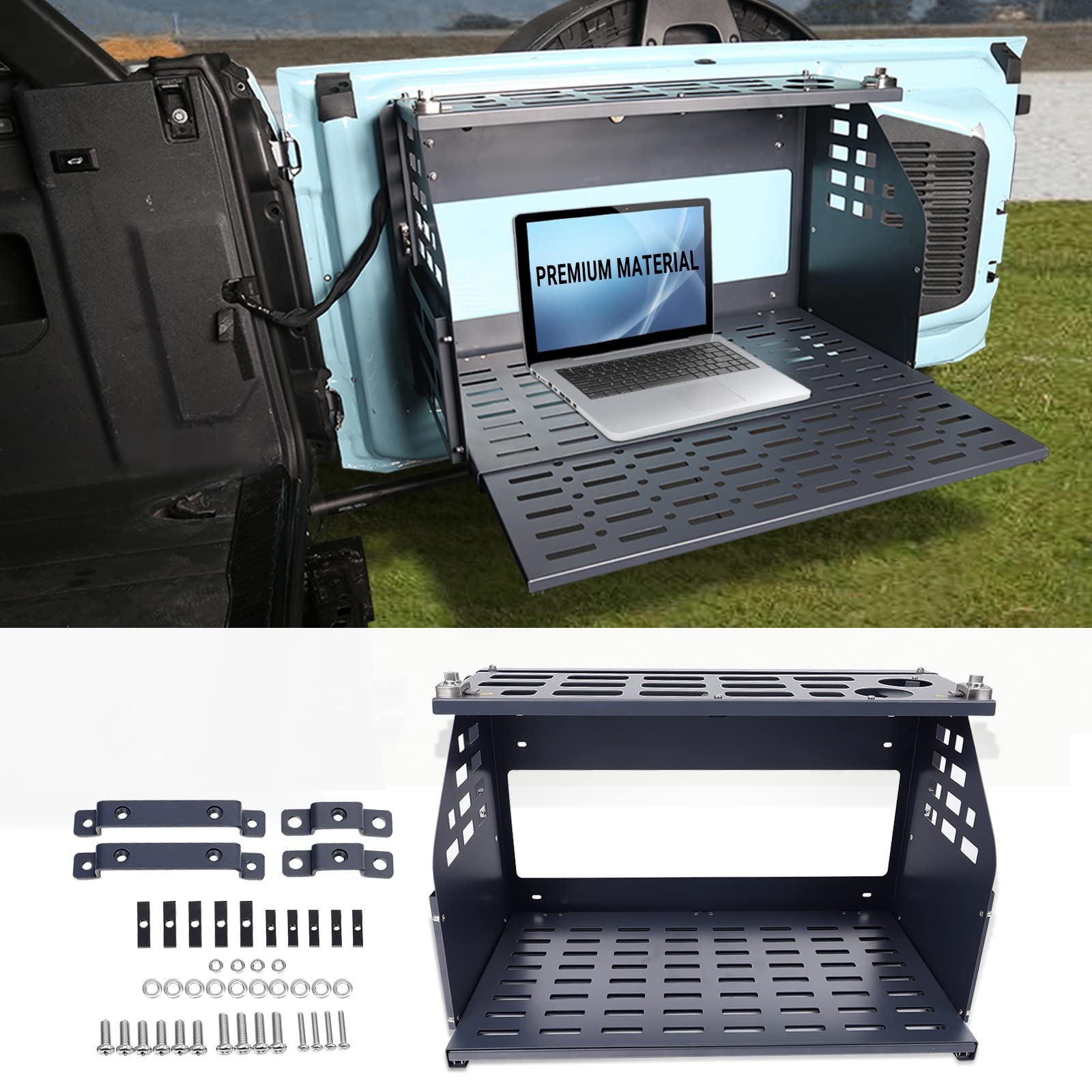 Photo 1 of Klutchtech 2021 2022 Bronco Tailgate Table Tailgate Table Molle Grid Foldable Camping Cargo - Black