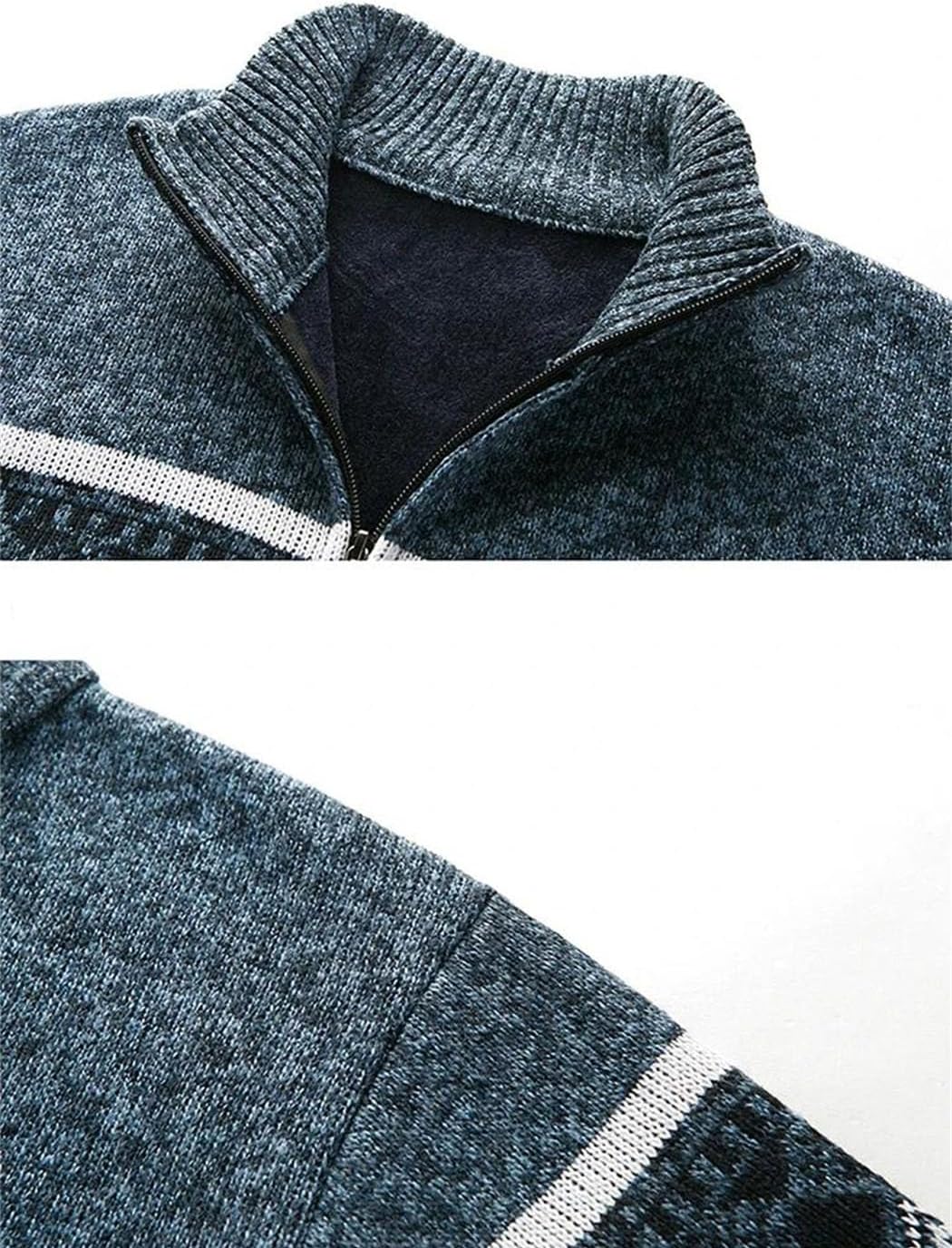 Men’s Fleece-Lined Cardigan Sweater Outerwear Thick Cozy Full Zip Layered Knit Top