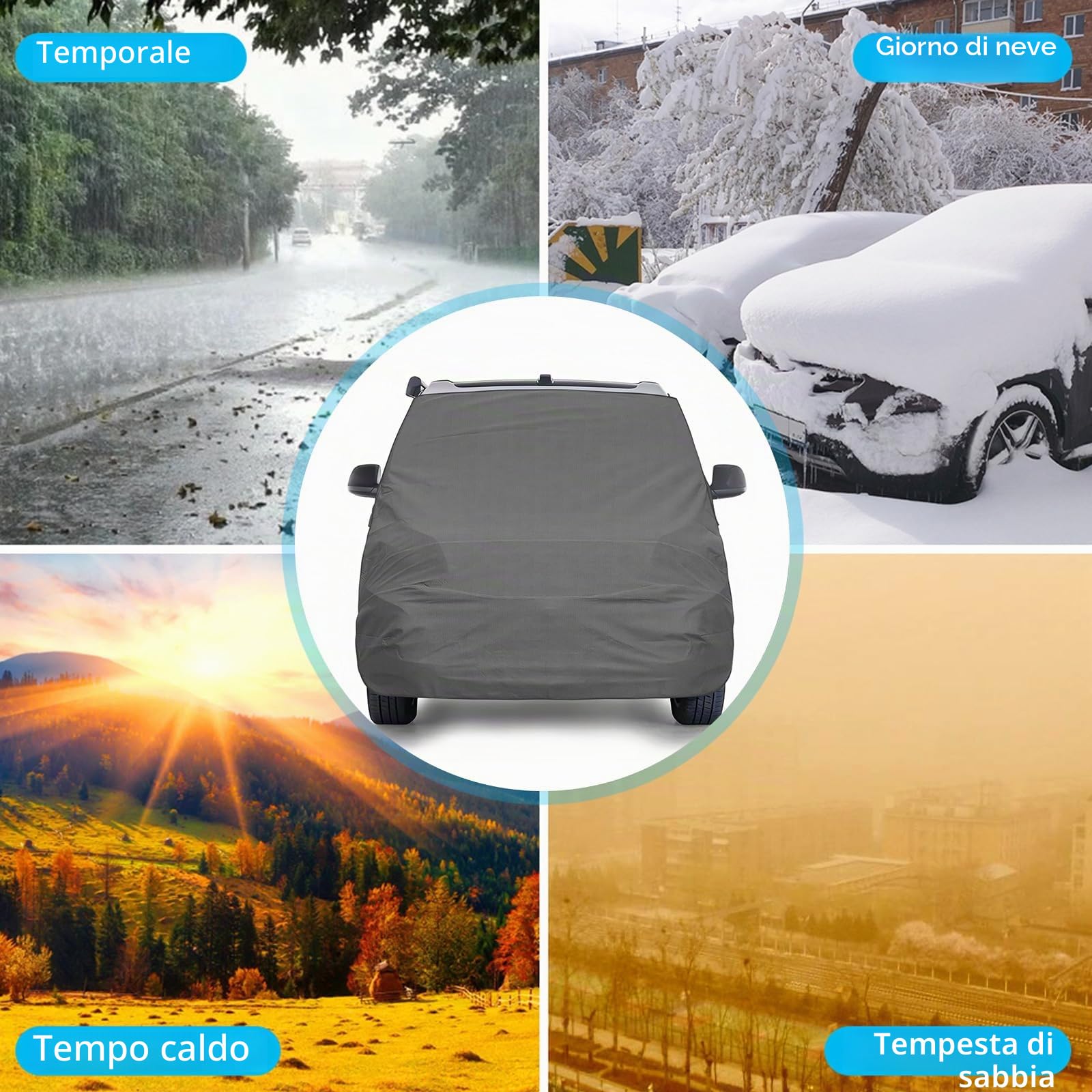 Copertura Avvolgente per Parabrezza Anteriore Sostituzione per VW T5/T6, Protezione Solare di Lusso Copertina per Disco Anteriore dell'occlusione Completa 420D (Grigio)