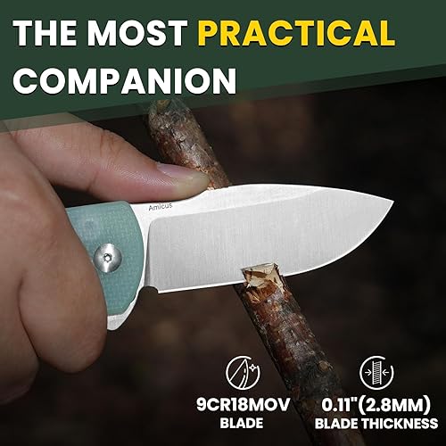 Miniatura 2 de Kizer Amicus EDC - Cuchillo plegable de bolsillo con hoja de acero 9Cr18MoV de 2.95 pulgadas, cuchillo de bolsillo pequeño con clip reversible de