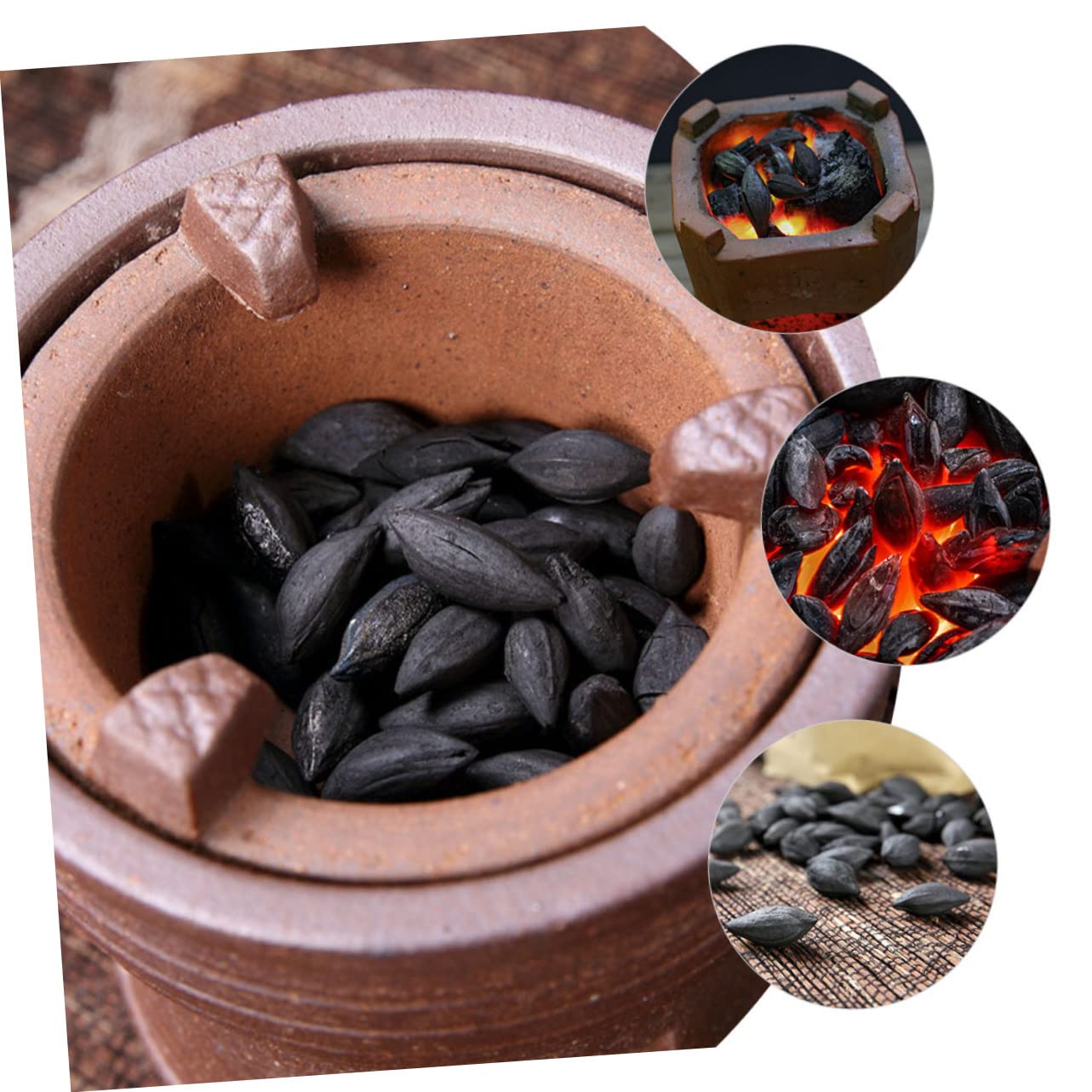 BESPORTBLE 1bag Charcoal for Grilling and Outdoor Cooking Portable Charcoal for Fireplace and BBQ Durable Lump for Camping and Tea Making Grams