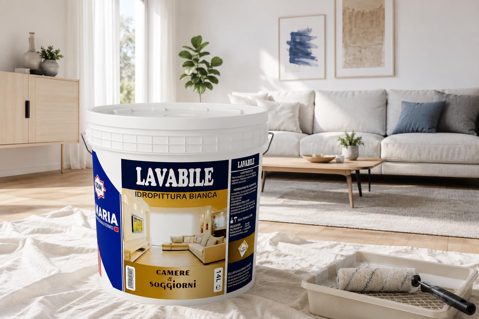 GDM 600008600010229 IDROPITTURA Ideale per CAMERE E SOGGIORNI, Bianco, 14 l (Confezione da 1)
