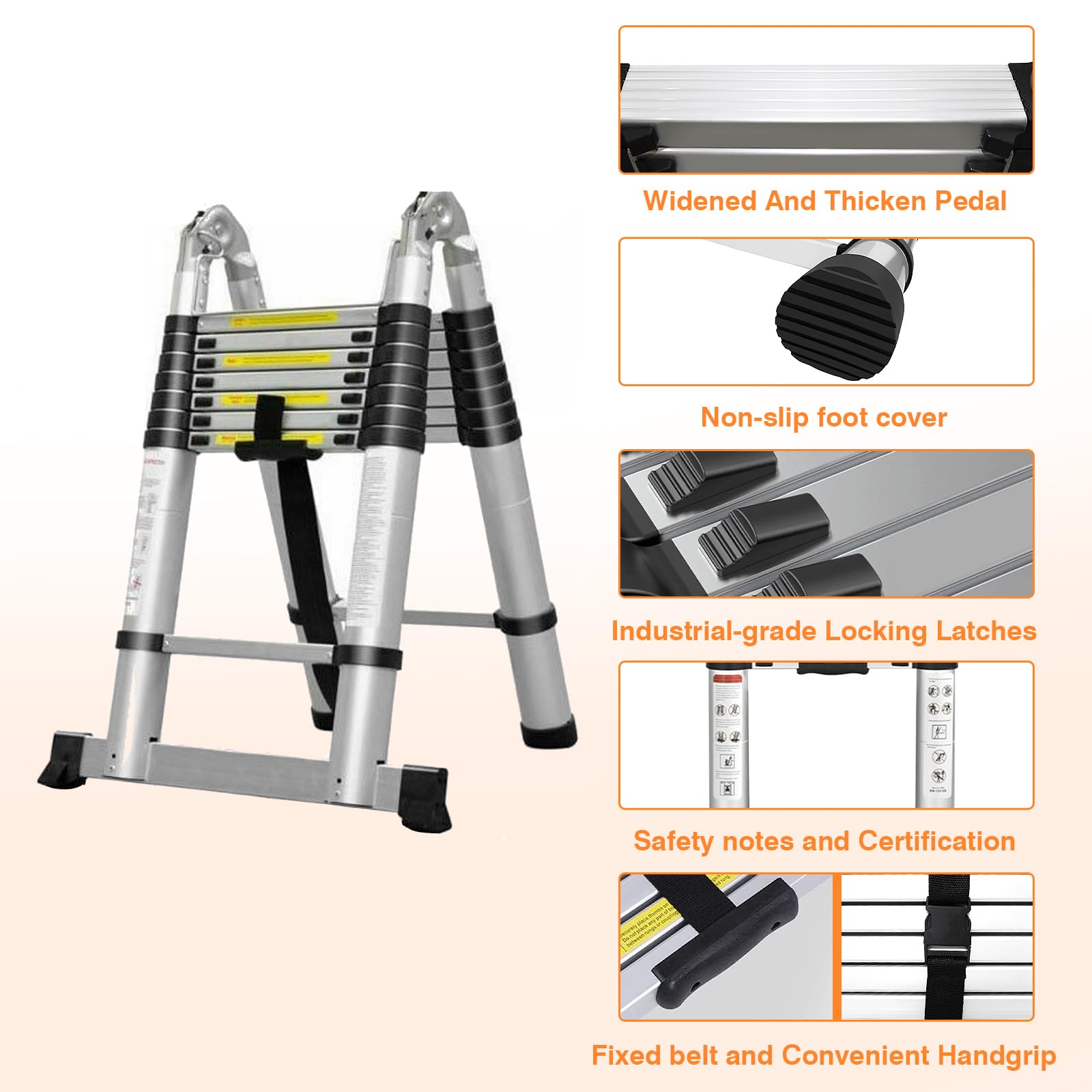 RV Travel Ladder Telescoping Ladder Extension Telescopic Collapsible - 16.5 FT Rv Telescope Foldable Extendable Telescoping A-frame Ladder - View #2