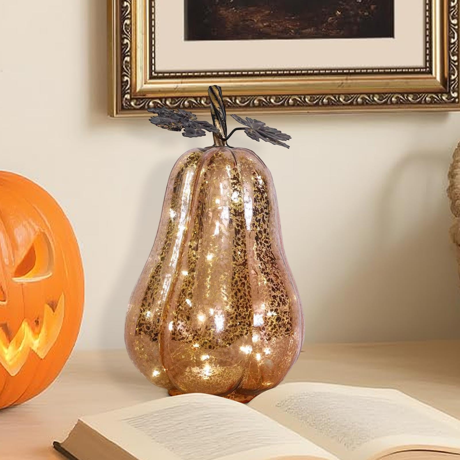 Szklane Dynie z Lampkami Halloween Lampa Dekoracyjna