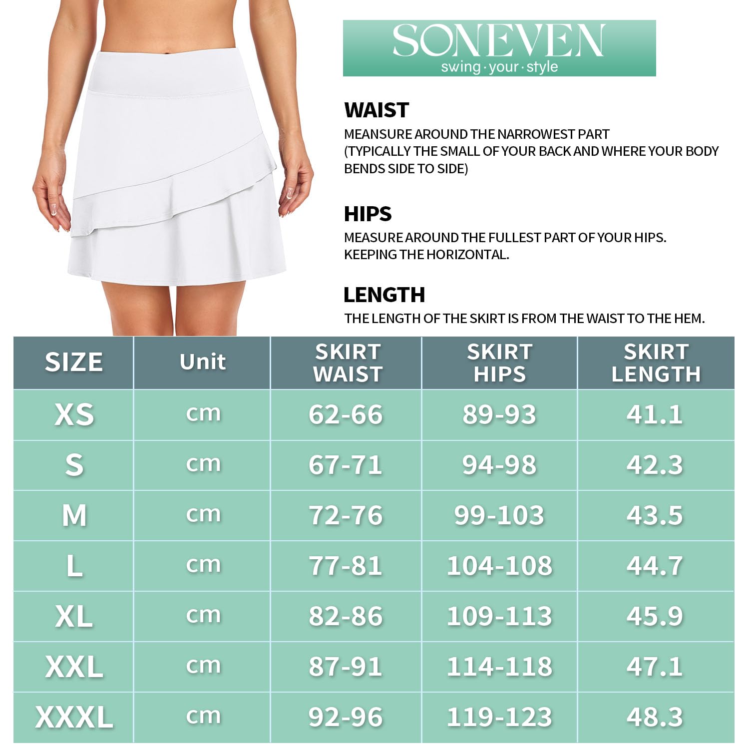 Soneven Jupe de Tennis pour Femme - Longueur Genou - avec Pantalon - Jupe de randonnée plissée - pour l'été - Sport - 3 Poches et Cordon de Serrage