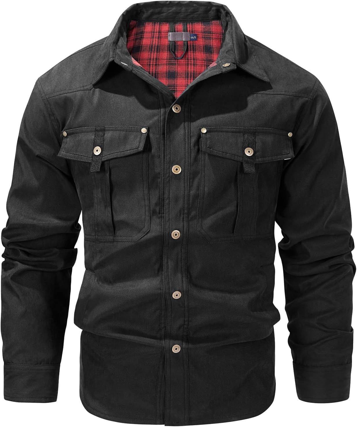 Eisctnd Men's Flannel Lined Shacket Lightweight Warm Snap Western Plaid Shirt Jacket for Outdoor Cowboy Casual Work - Image 7
