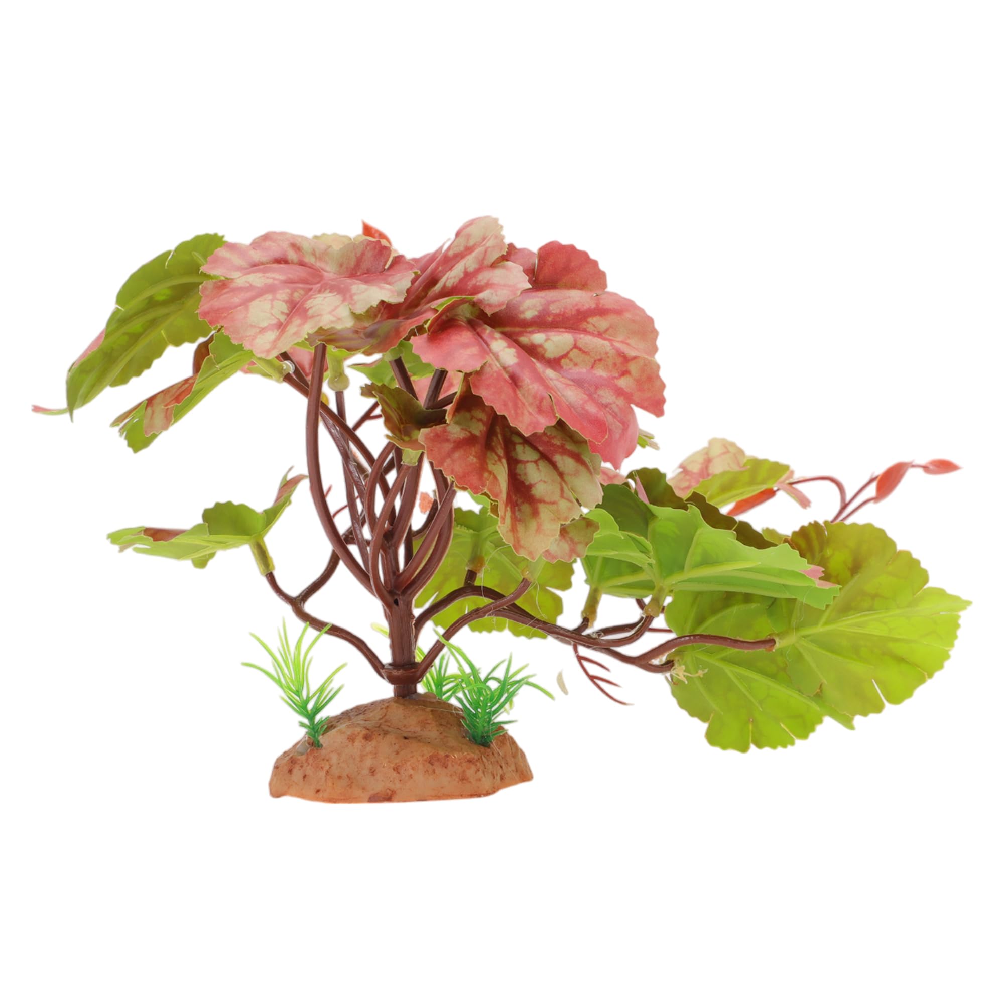 CAPASTEC Terrarium Plants, Artificial Greenery, Reptile Tank Accessories, Lifelike Decor for Chameleon and Tortoise Habitats Pink Green