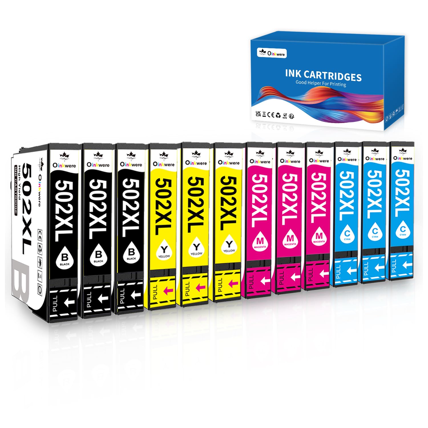 OINKWERE Cartucce 502XL Multipack Compatibile con Epson 502 XL Multipack Cartucce per Expression Home XP-5150 XP-5100 XP-5155 XP-5105 Workforce WF-2860 WF-2865 WF-2880 WF-2885 (confezione da 12)