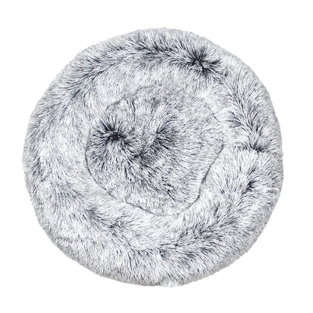 Lukery Dog Cat Donut Bed, Fluffy Plush Puppy Kitten Cuddler Round Bed, Warm and Soft Pet Cosy Anti Anxiety Beds for Small/Medium/Large Dogs (70CM,Grey) โ image 1