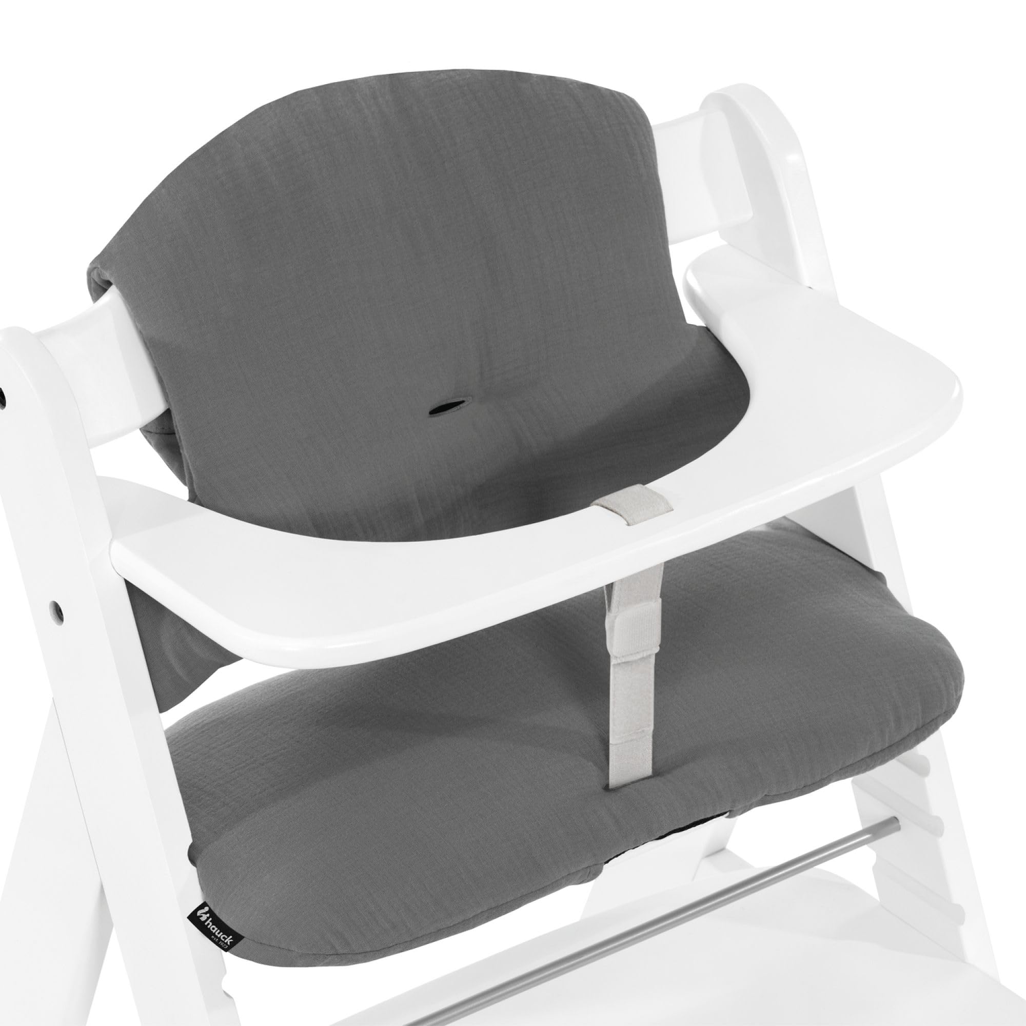 hauck Highchair Pad Select, ciemnoszary muślin - poduszka dla dzieci w wieku 6-36 miesięcy - Akcesoria, kompatybilna z krzesełkiem dla niemowląt Alpha+, beta+ i Arketa - antypoślizgowa i miękka