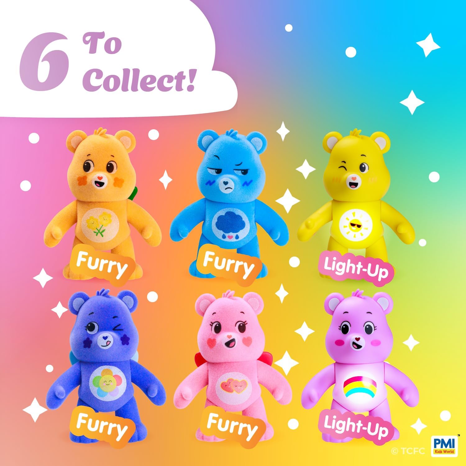 P.M.I. Care Bears Articulated Action Figures | 2 Pack Window Box | 4 inch Poseable Figures | Official Bears Action Figures by PMI Kids World | Assortments A to C (Assortment C)