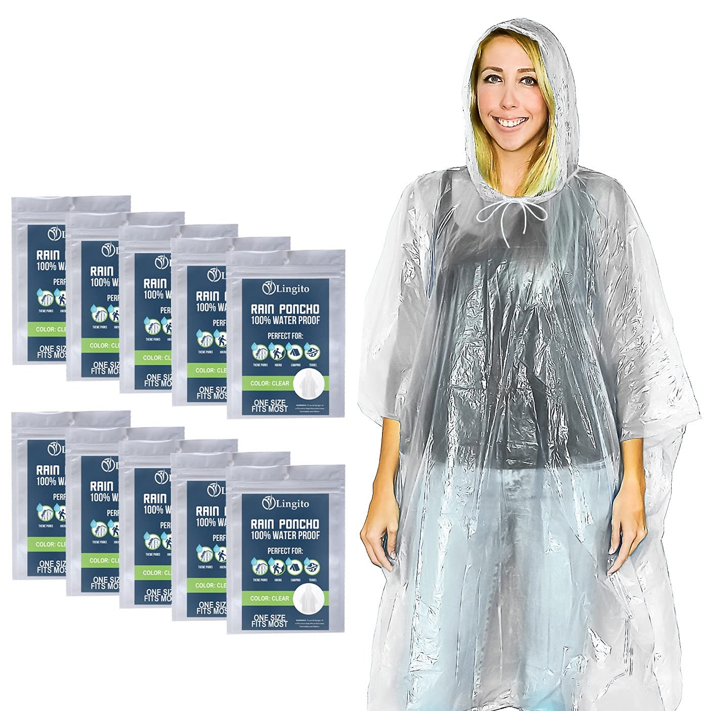 Rain Poncho, Disposable Emergency Rain Ponchos