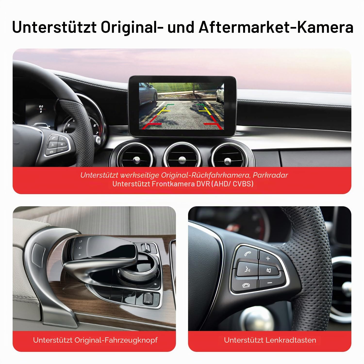 Wireless CarPlay Nachrüst-Kit für Mercedes Benz NTG 5.0/5.1 Android Auto | A/CLA/GLA/B/C/E/G/SL Klasse (2014–2019), Plug-&-Play Decoder, kompatibel mit Android Auto, Mirror Link & OEM-Kameras