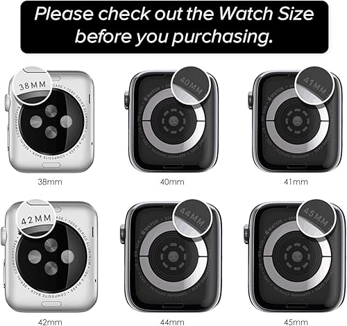 Miniatura 2 de KADES Correa con funda compatible con Apple Watch Series 9 8 7 1.772 in1.614 in Series 6 5 4 SE SE2022 de 1.732 pulgadas1.575 pulgadas Series 3 2 1