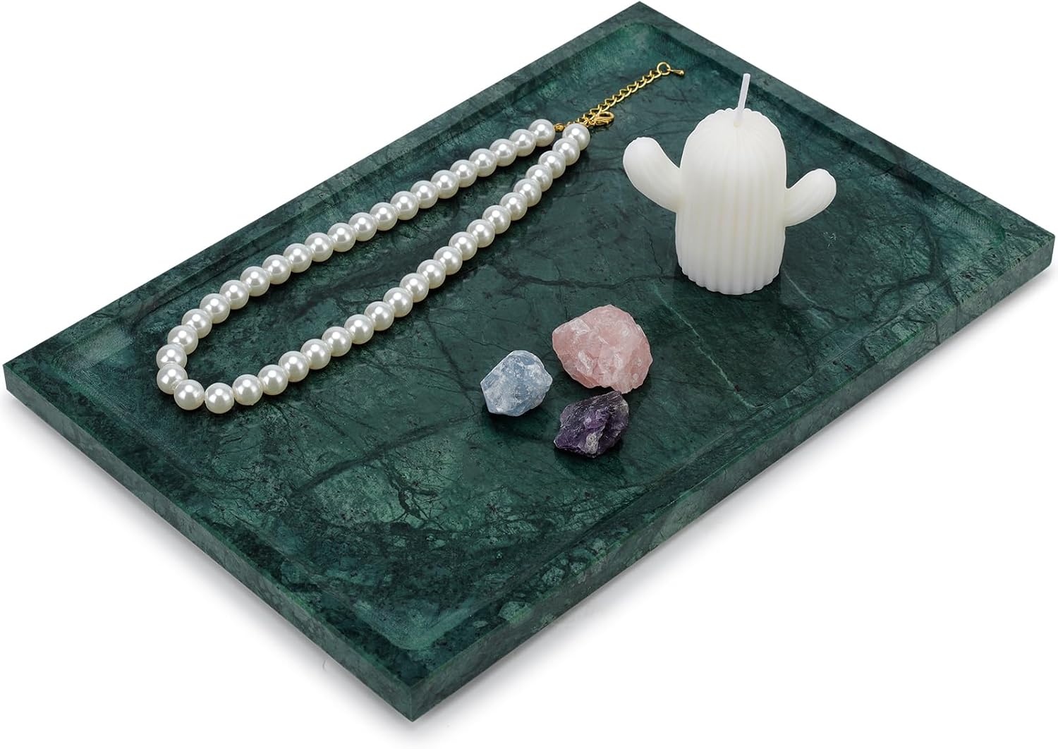 Real Luxurious Natural Black Marble Tray - 12x8 Inch Marble Vanity Tray for Perfume Display, Jewelry Organizer, Bathroom & Home Decor -Heavy Duty Non-Slip Stone Tray (Non-Resin/Non-Ceramic)