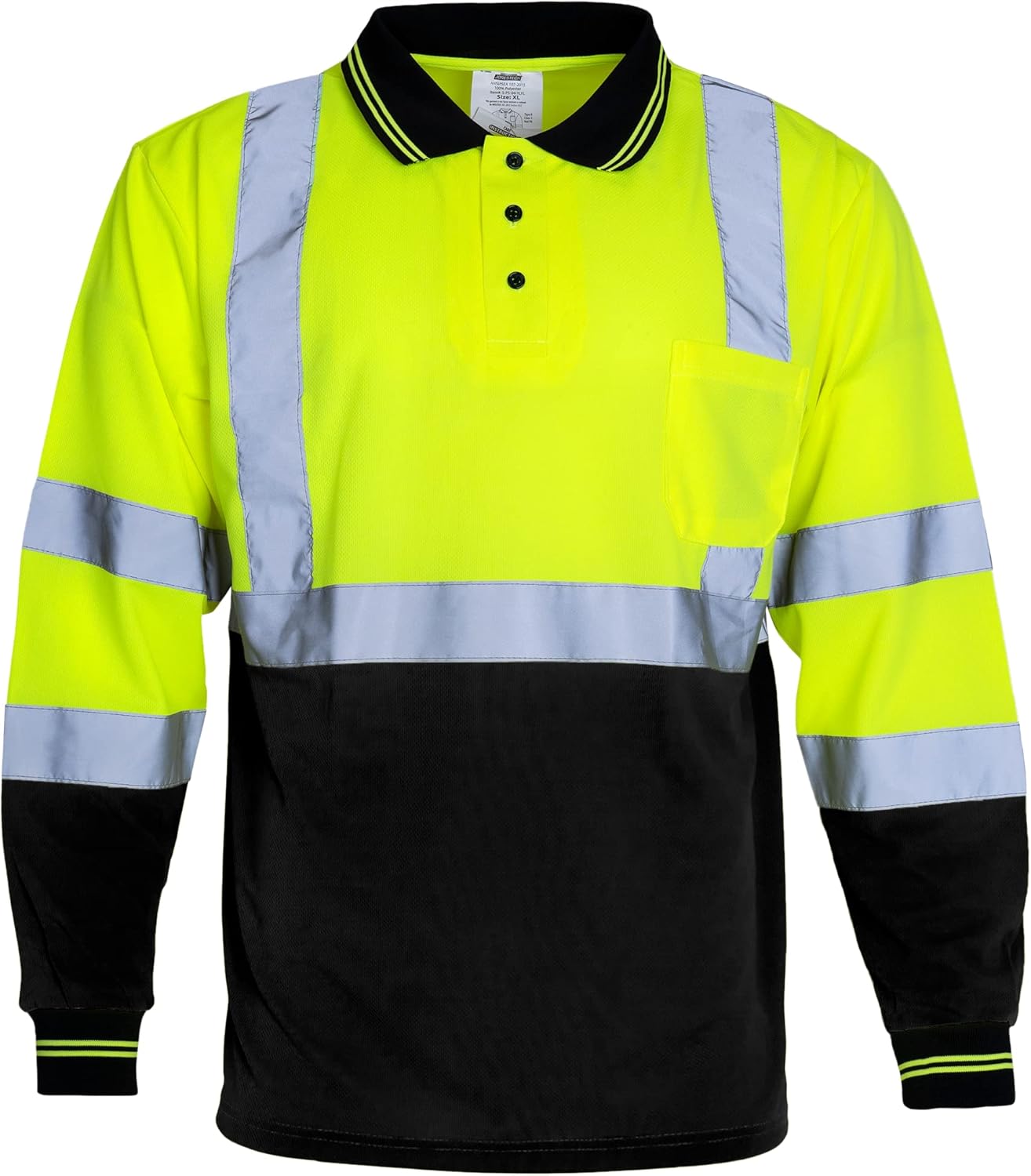 JORESTECH Safety Polo Shirt, Long Sleeve with High Reflective Tape, ANSI/ISEA Compliant, Bk, YL, YLBK, and OR, XS - 4XL