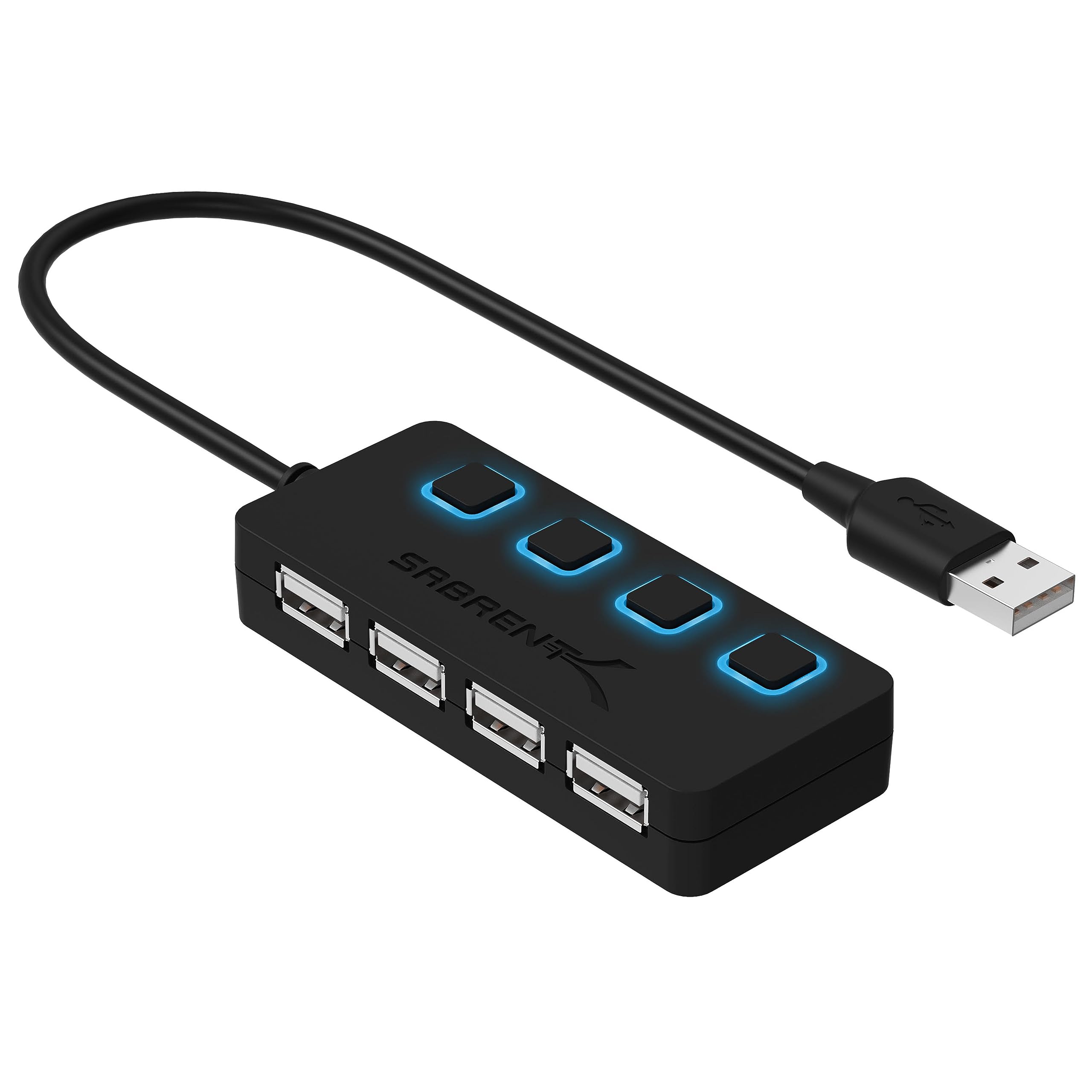 Sabrent Hub USB 2.0 a 4 Porte con Interruttori di Alimentazione singoli e LED (HB-UMLS)