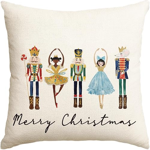 Miniatura 8 de AVOIN colorlife Funda de almohada rosa con diseño de cascanueces de Feliz Navidad, 12 x 20 pulgadas, decoración para sofá y fiesta de invierno
