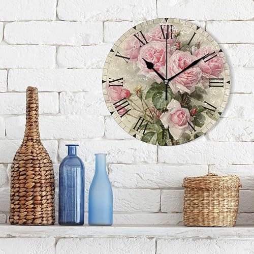 Miniatura 3 de ZOEO - Reloj de pared con diseño de estrella de mar verde azulado funciona con pilas estilo vintage de 9 pulgadas para dormitorio cocina reloj