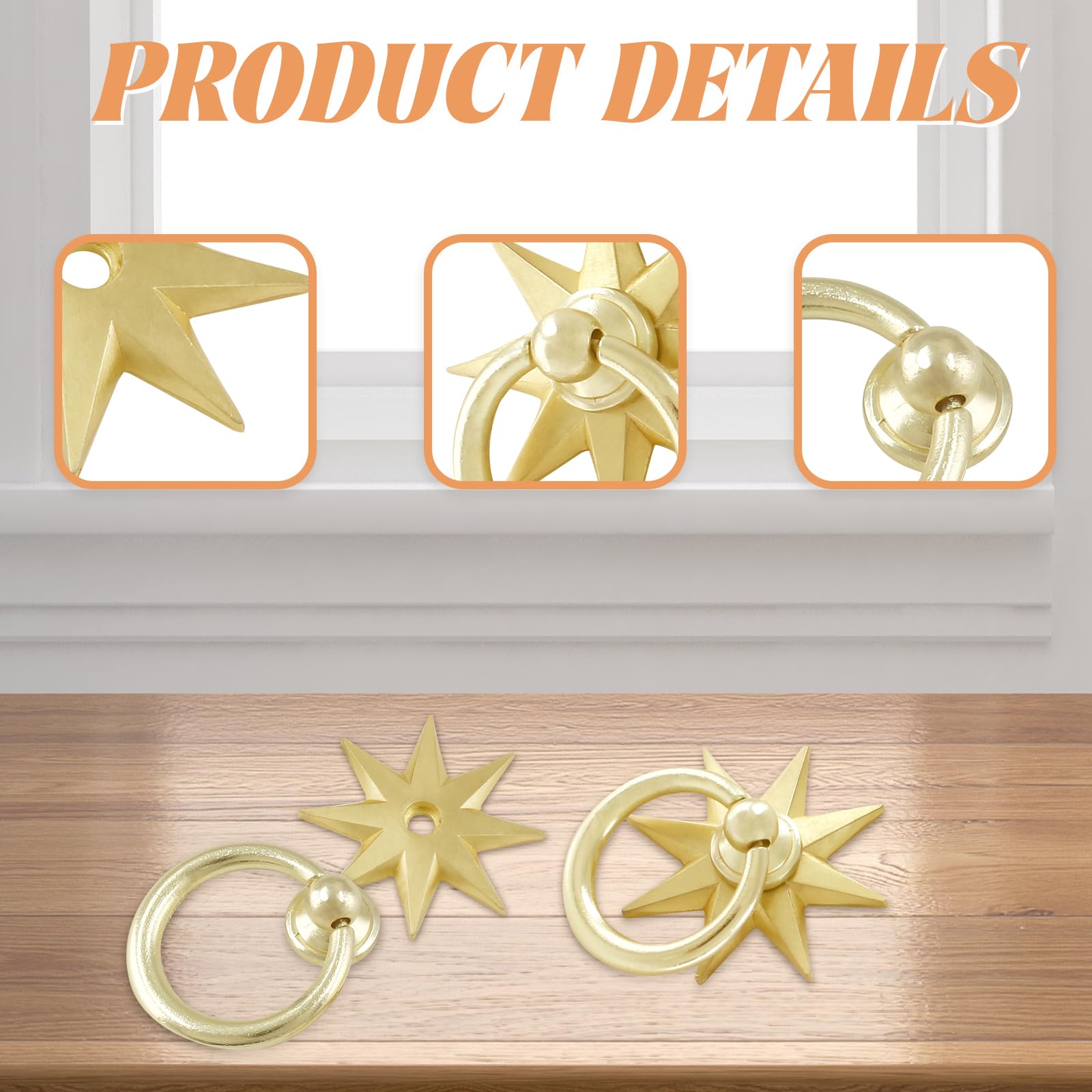 Uenhoy 4 Pcs Octagonal Star Cabinet Knobs - Image 4