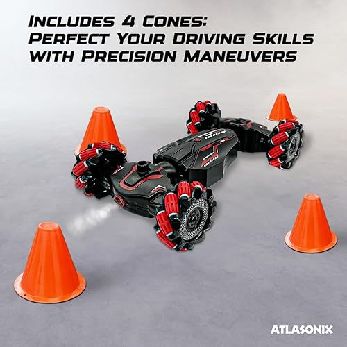Miniatura 6 de Atlasonix Coche de control remoto gestual, 2.4 GHz 4WD controlado a mano, auto de acrobacias RC con detección de gestos, auto de control remoto de
