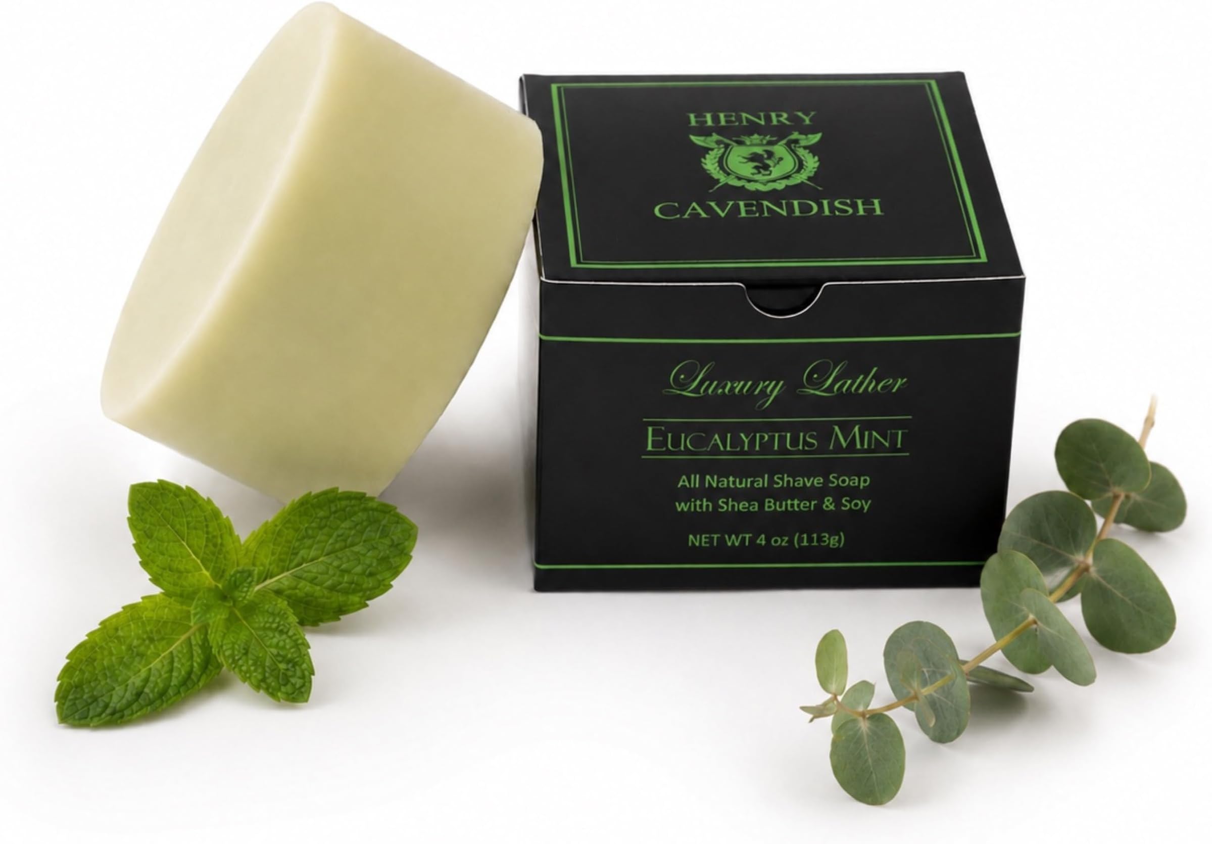 Henry Cavendish Eucalyptus Mint Premium Natural Shaving Soap - 4 Oz Puck