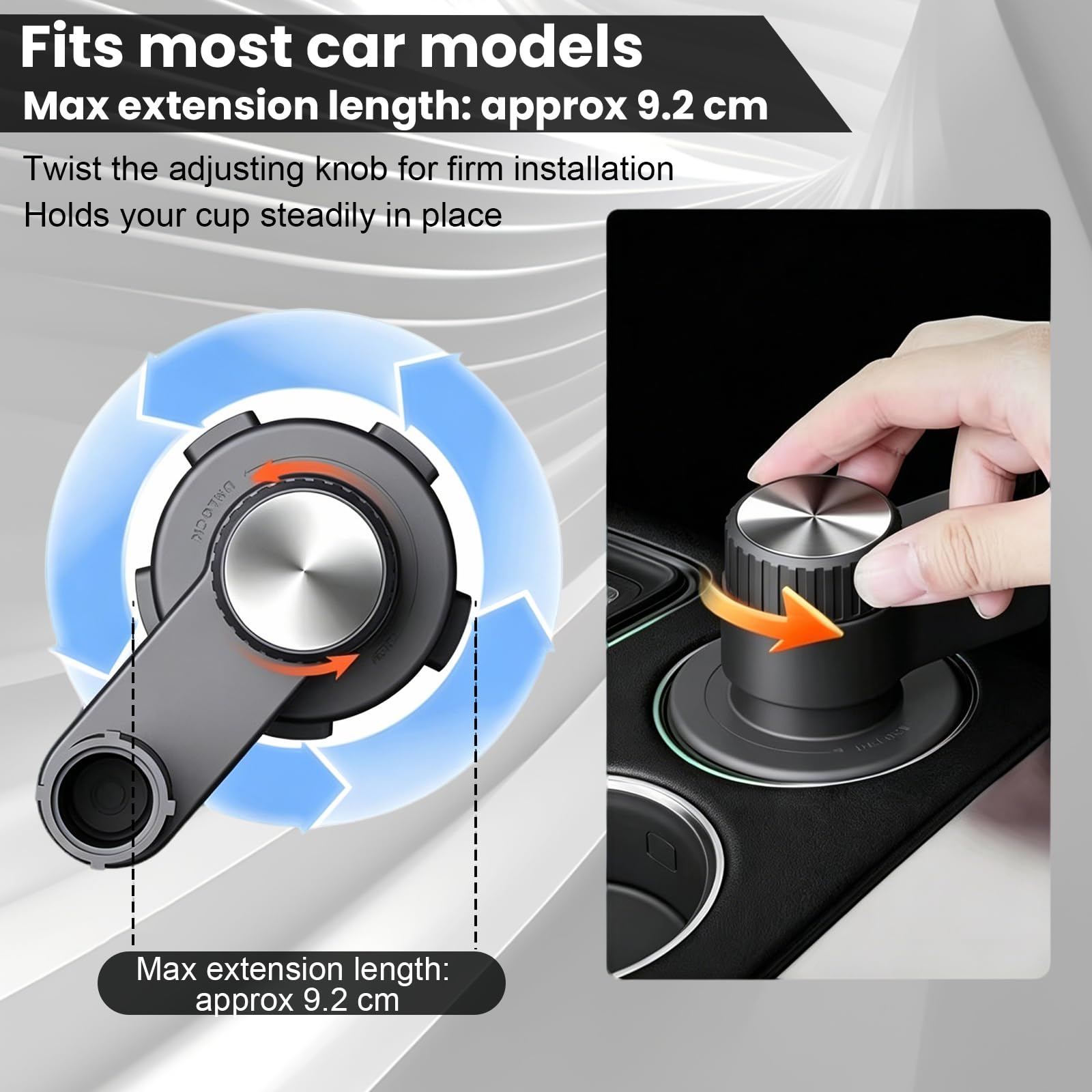 Tavolino per Auto, Vassoio per Auto da 28 cm con Portabicchieri Tavolino Girevole a 360° per Fori Rotondi del Telaio con Diametro di 6,5 cm Tavolo Galleggiante Montato su Veicolo per Sedile Passeggero