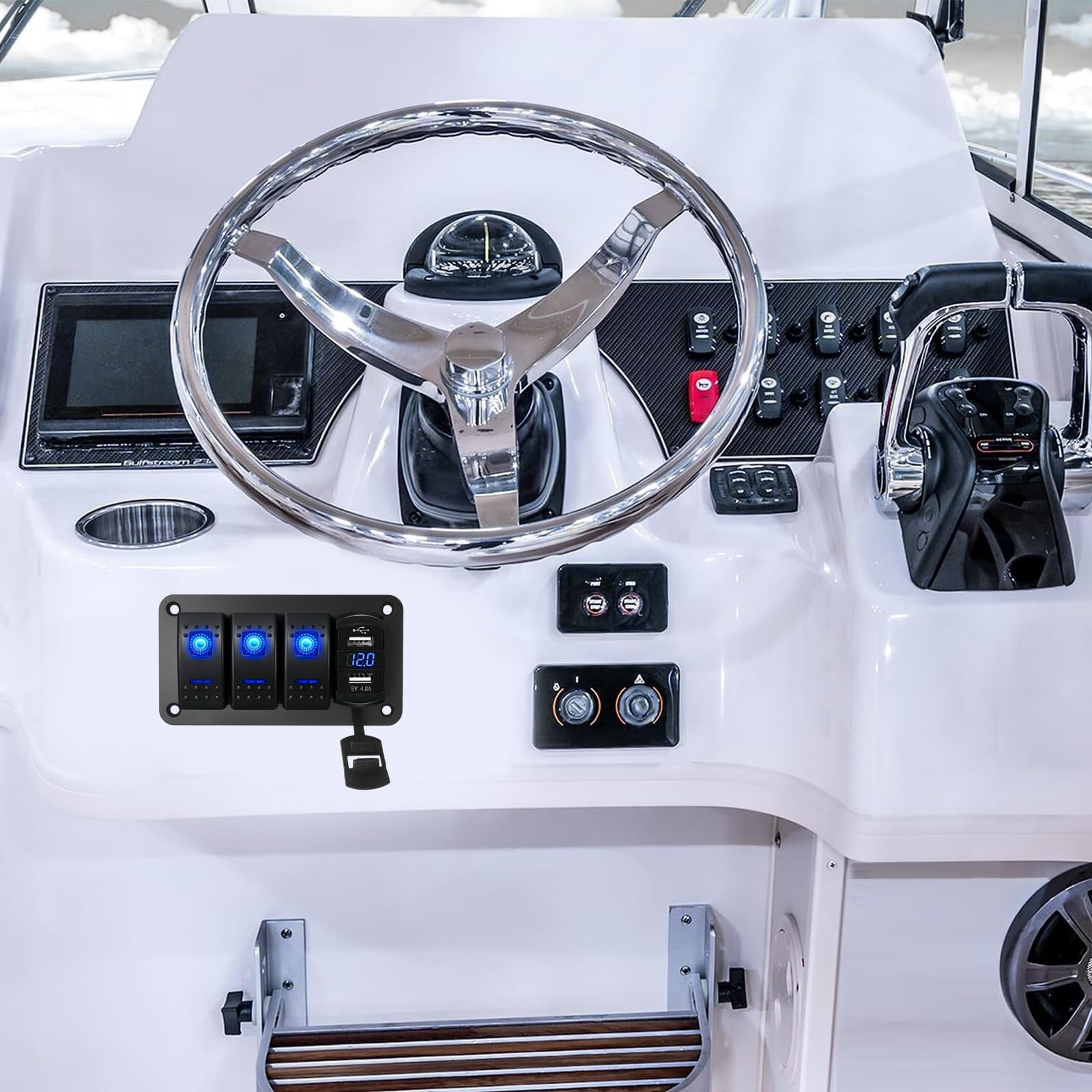 Interruttore a levetta a 3 marce, doppio USB, unità di distribuzione dell'alimentazione, adatto per il controllo dell'alimentazione in veicoli a motore, navi e camper