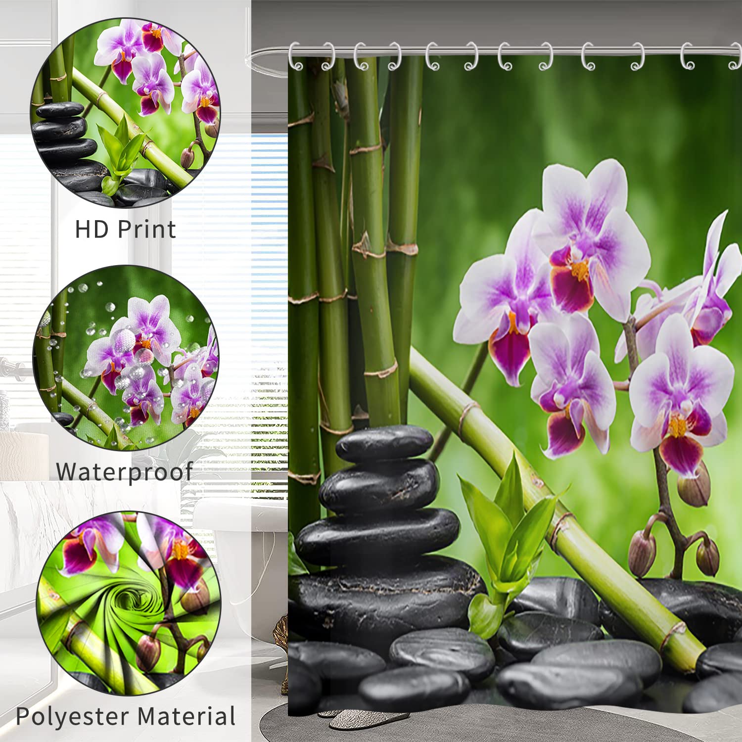 Hnmdmyi Zen Garden Shower Curtain 180x200 - Image 4