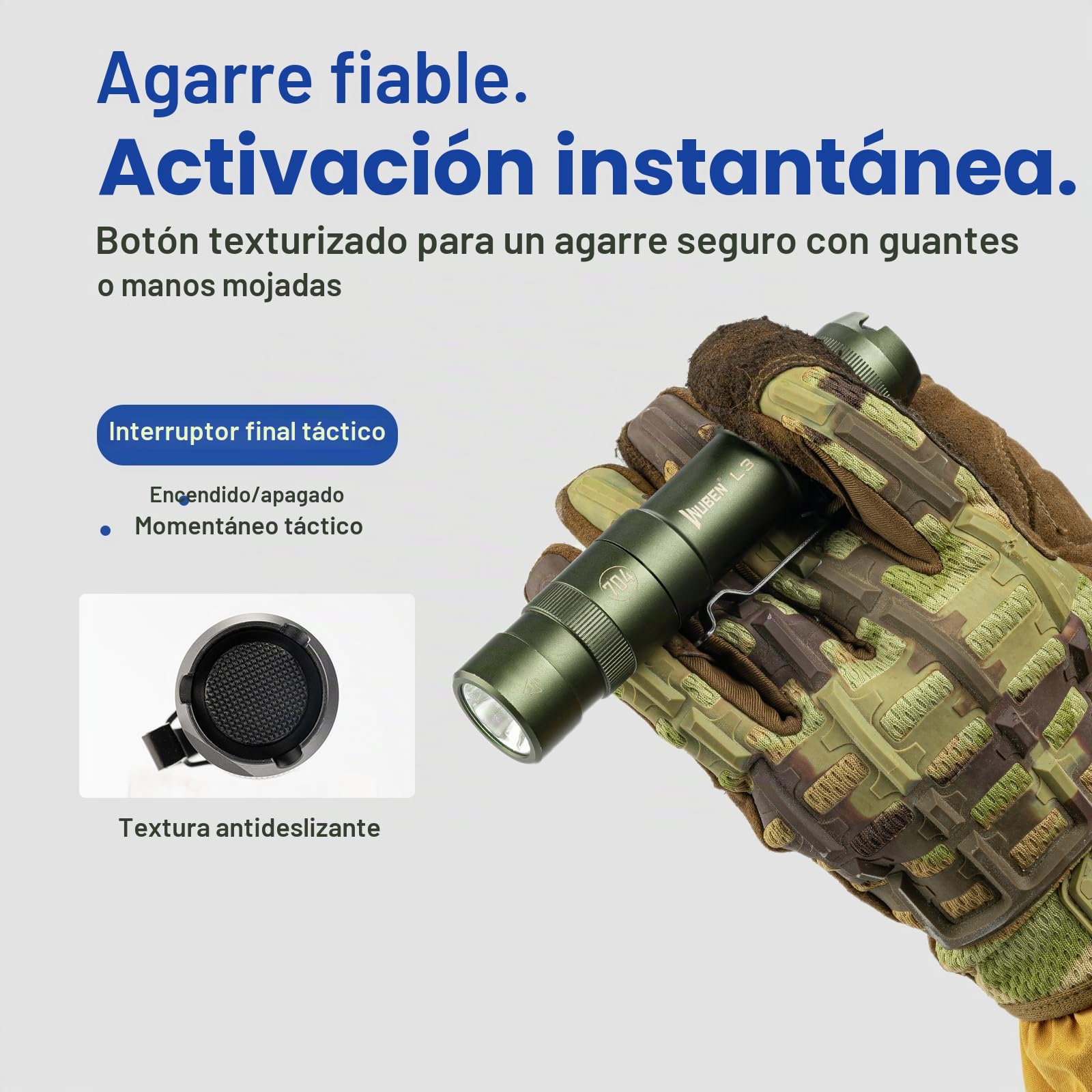 WUBEN L3 Linterna LED Recargable, Linterna Tactica 3000LM Alta Potencia, Doble vía de carga USB C Linterna de Mano Con 7 Modos IP68 Impermeable Para Camping, Senderismo, y Montañismo