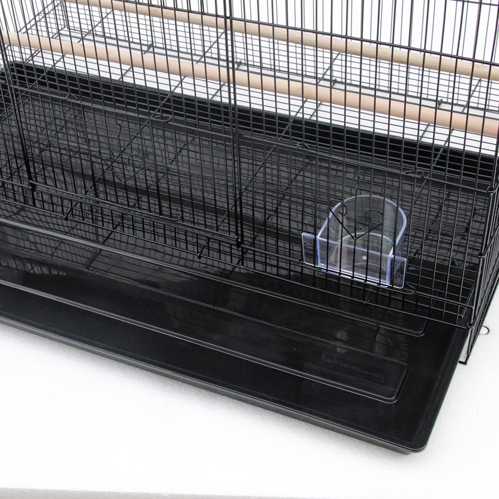 Jaula para pájaros de metal con perchas y cuencos para comida, aviario para canarios y periquitos