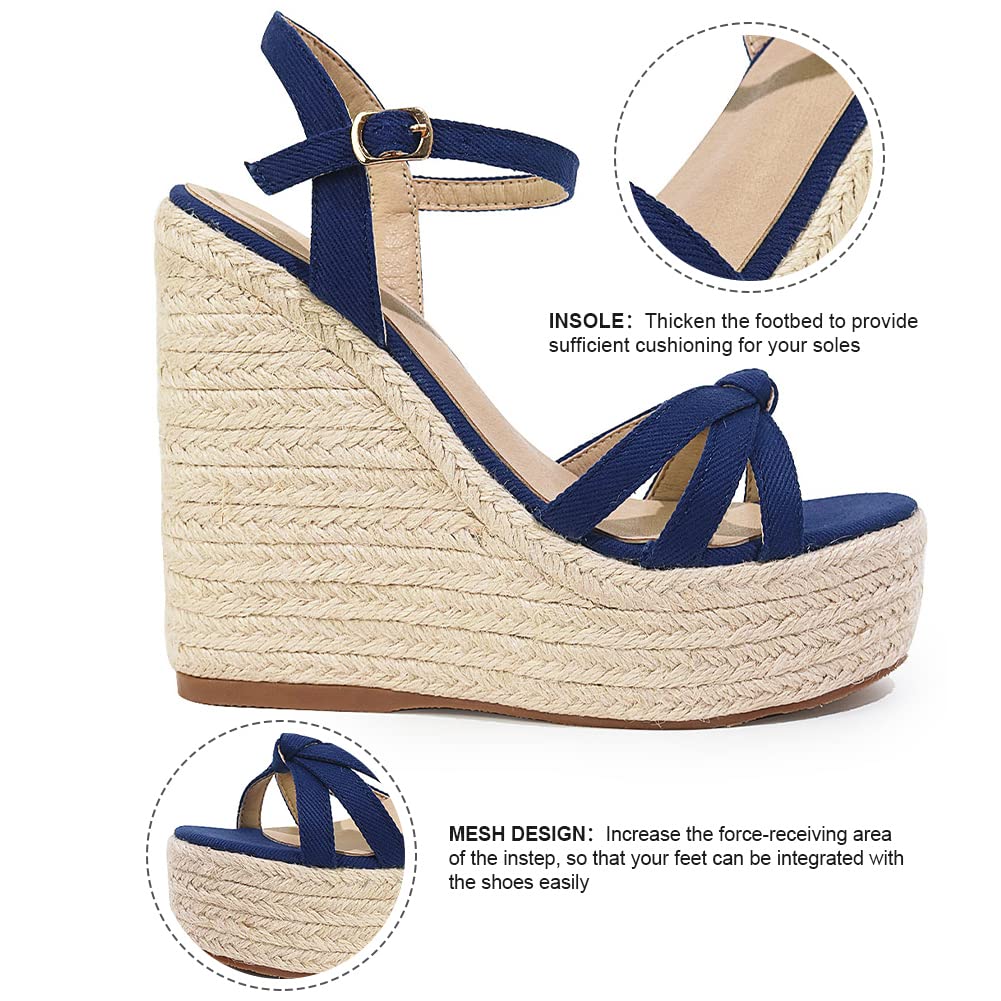mikarka Sandals for Women 2025: Comfortable Wedge Platform Sandals Women - Braided Espadrilles for Women Ankle Strap Open Toe Wedges Heels Beach Sandals Summer Shoes