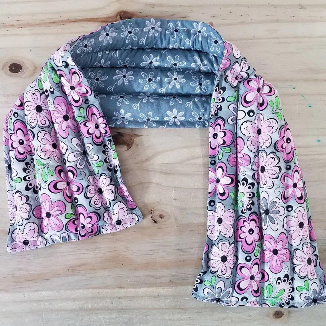 Rice-flax seed therapeutic heating-cooling pad neck wrap, body bag, eye bag, rice bag, heat pad, cold pack, aromatherapy, flowers (Long Neck Wrap)-image-44