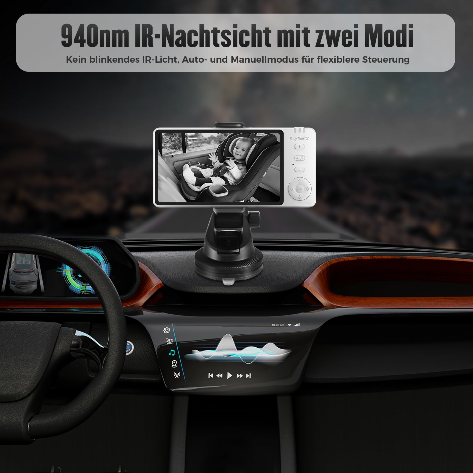 Baby Kamera Auto mit 5'' Display: HD Nachtsicht und Weitwinkel autospiegel Baby rücksitz USB Plug&Play Einfache Installation Ideal für Babyschalen