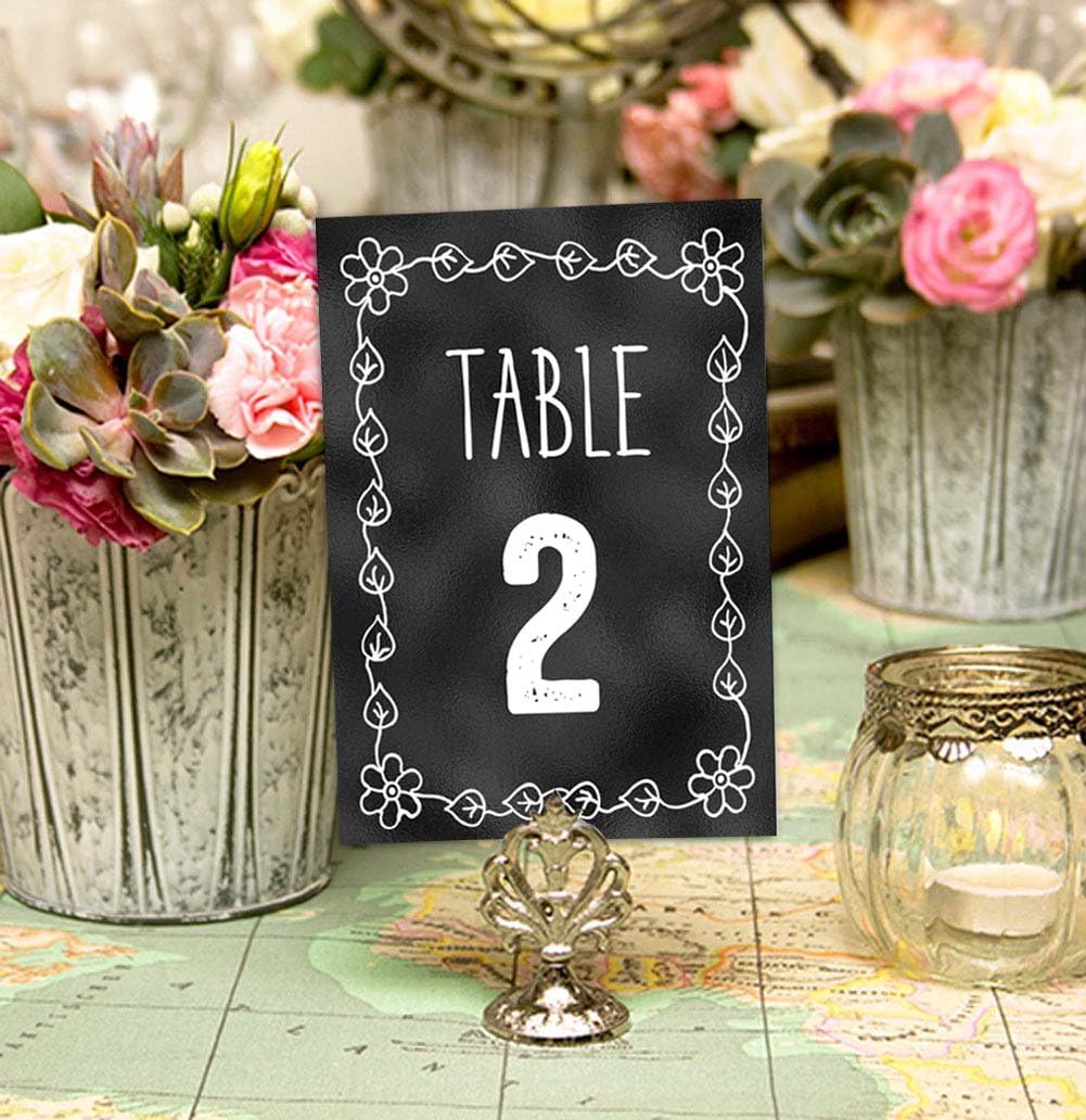 Darling Souvenir Double Sided Print Chalkboard Style Table Numbers Wedding Reception Decorative Table Cards-4" x 6" (1 to 30)