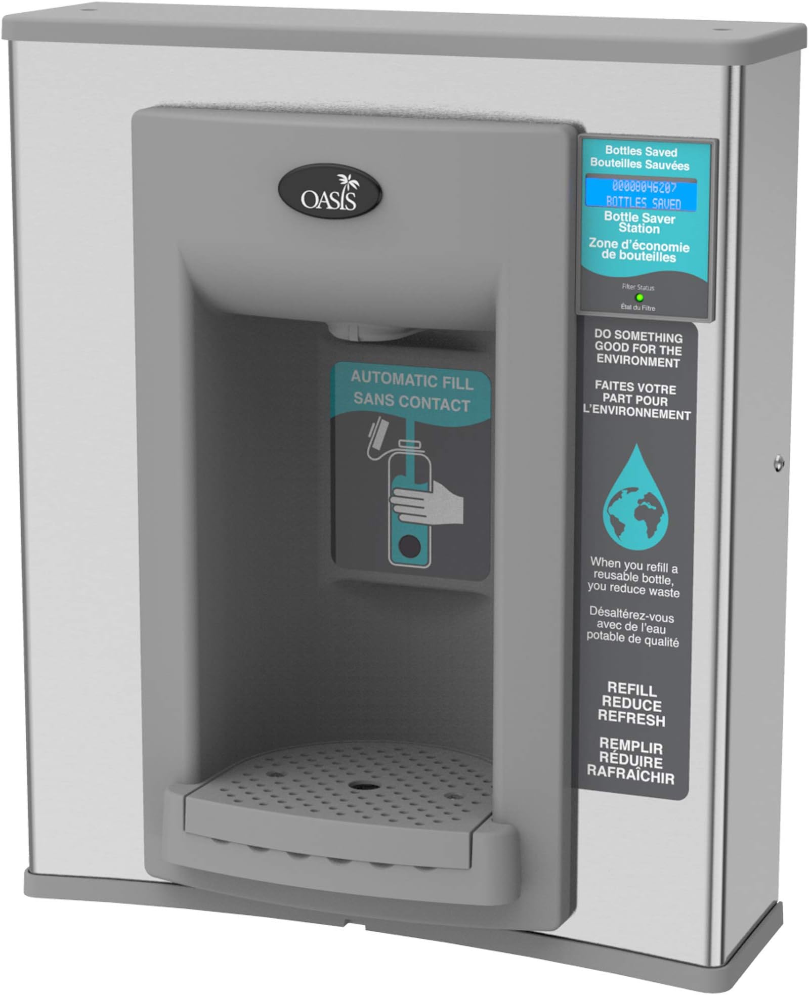 Oasis PWEBF Hands-Free Non-Refrigerated Sports Bottle Filler Retrofit Kit, Stainless Steel