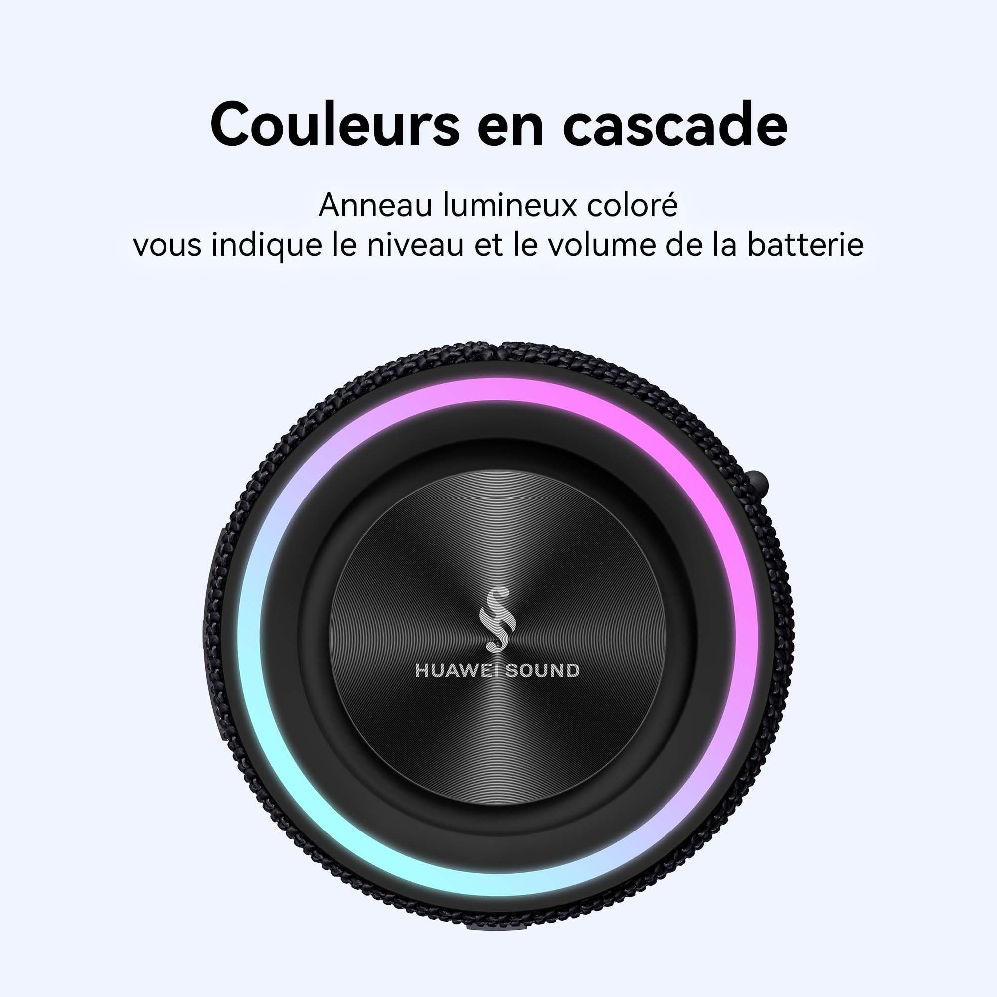 HUAWEI Sound Joy 2, Haut-Parleur Bluetooth Portable, Lecture 26 Heures | Système Sound à Quatre unités, IP67 résistant à la poussière et à l'eau, Spectacle de lumières stéréo et élégant