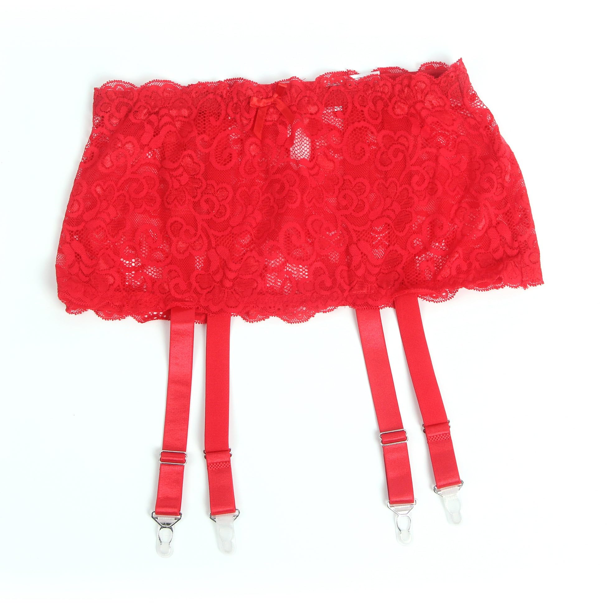 Red Intimate Lace Garter Belt With Metal Buckles-image-48