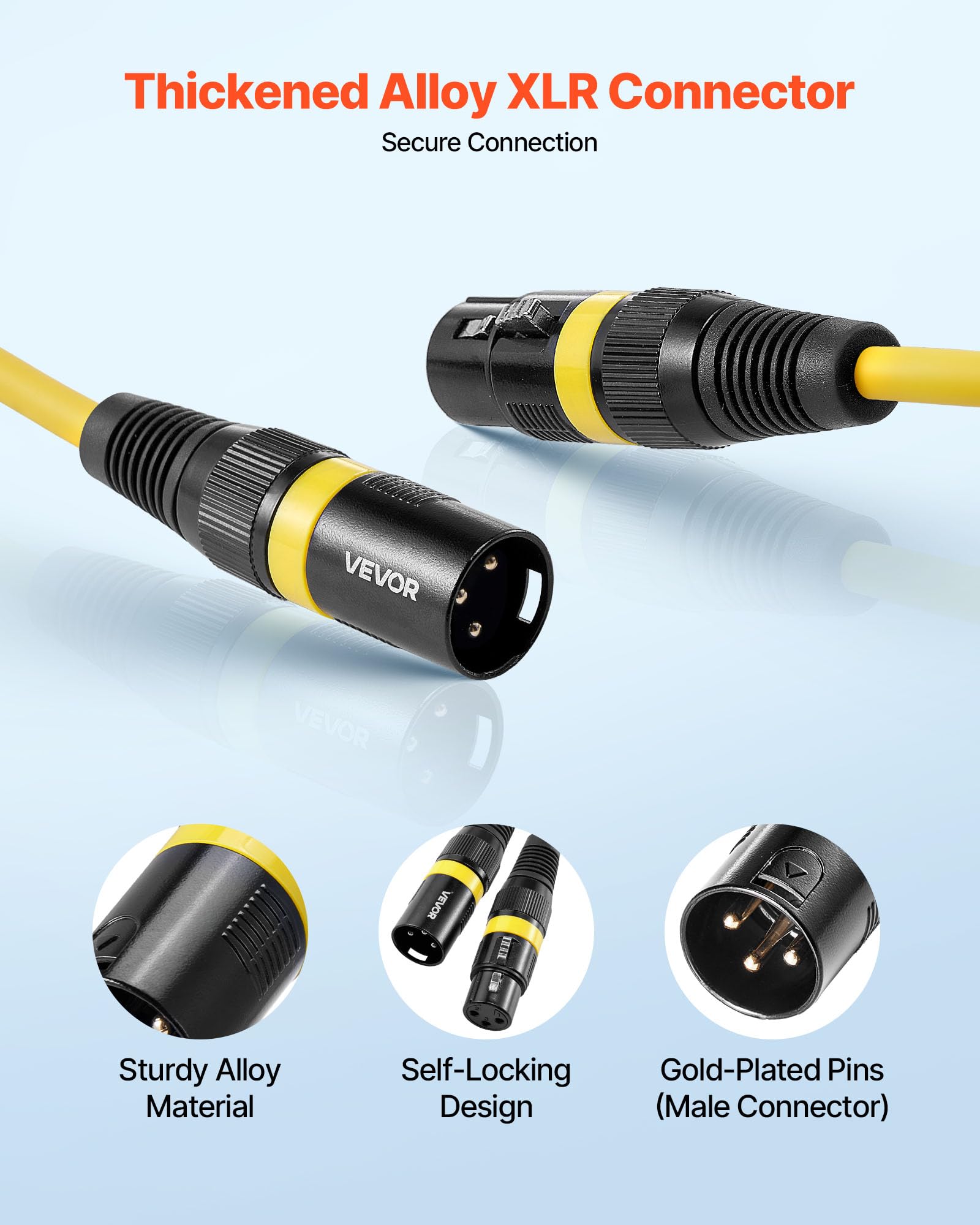VEVOR Câble XLR 2 m, lot de 10, câble de microphone DMX mâles vers femelles symétriques blindés, cordon de haut-parleur XLR 3 broches plaqués or, pour éclairage de scène, amplificateur, mixeurs