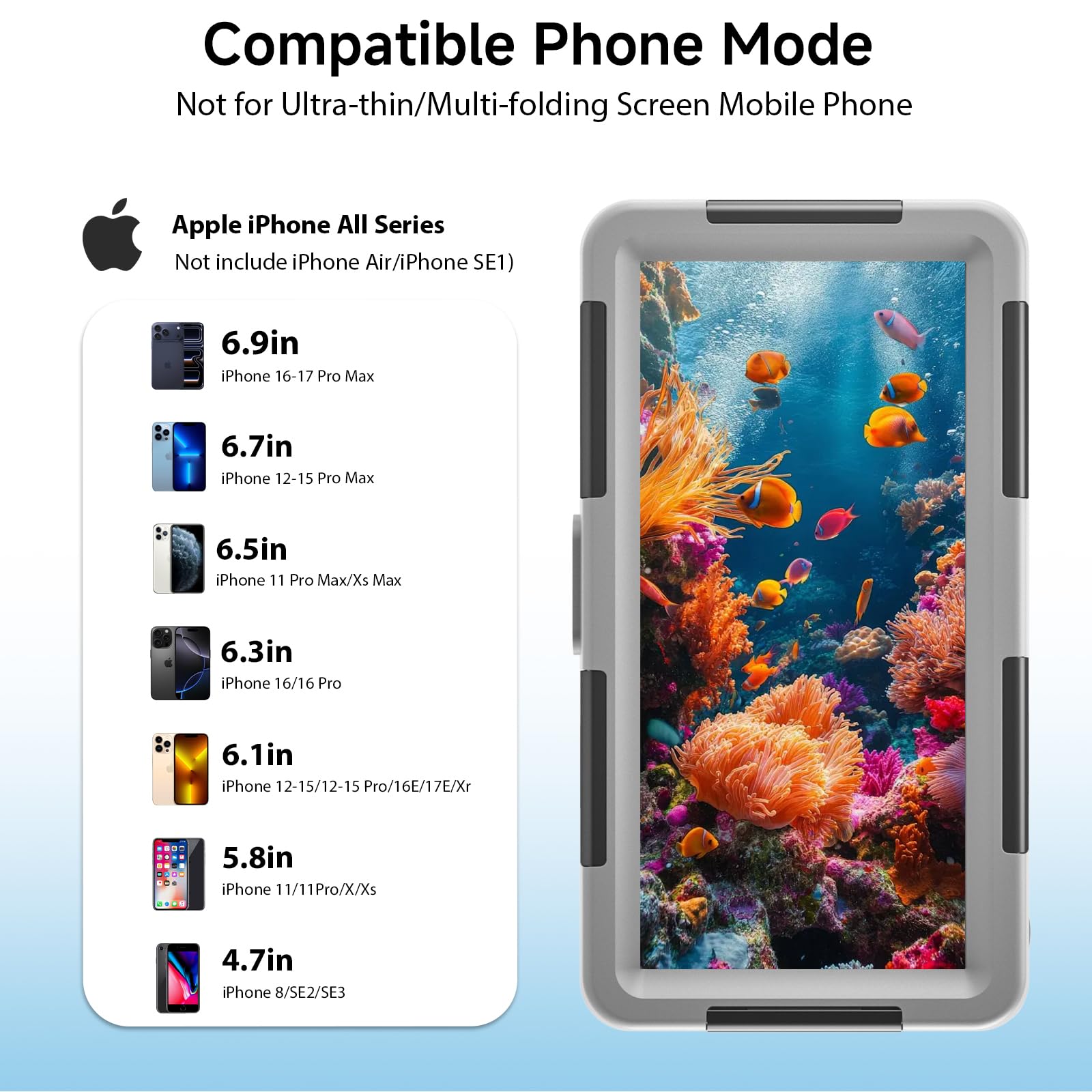Funda de teléfono subacuática IP68 mejorada para esnórquel, funda impermeable para teléfono | Funda profesional de buceo diseñada para iPhone 7-17 Pro Max/Pro/Plus/Mini, SE 2/3, fotos y videos submarinos